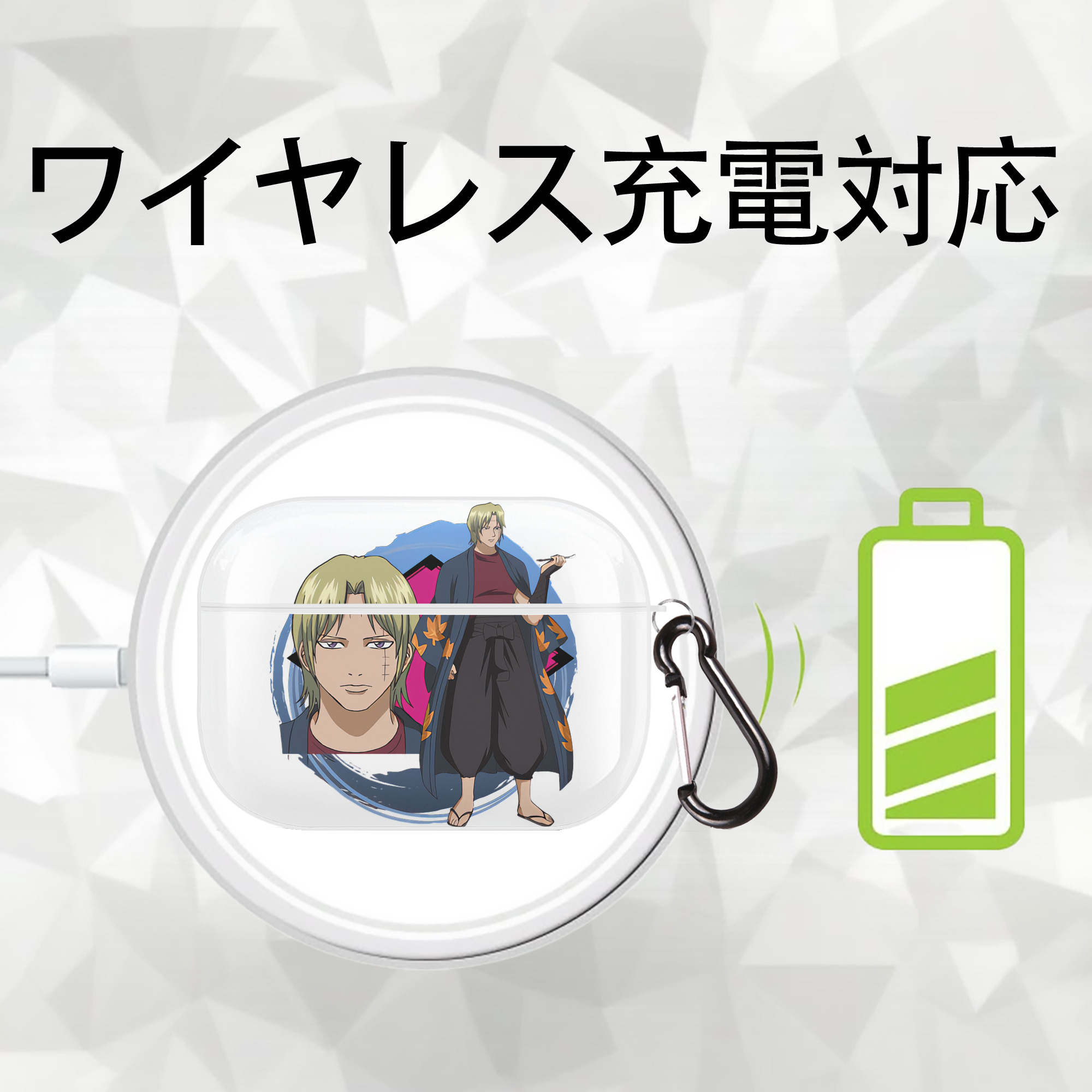 ぎんたま 坂田銀時（さかたぎんとき） 神楽 志村新八（しむら しんぱち） GINTAMA Sakata Gintoki Kagura Shimura Shinpachi 【AirPods Pro用】ハードシェル保護ケース 耐衝撃・防指紋・カラビナ付き商品仕様