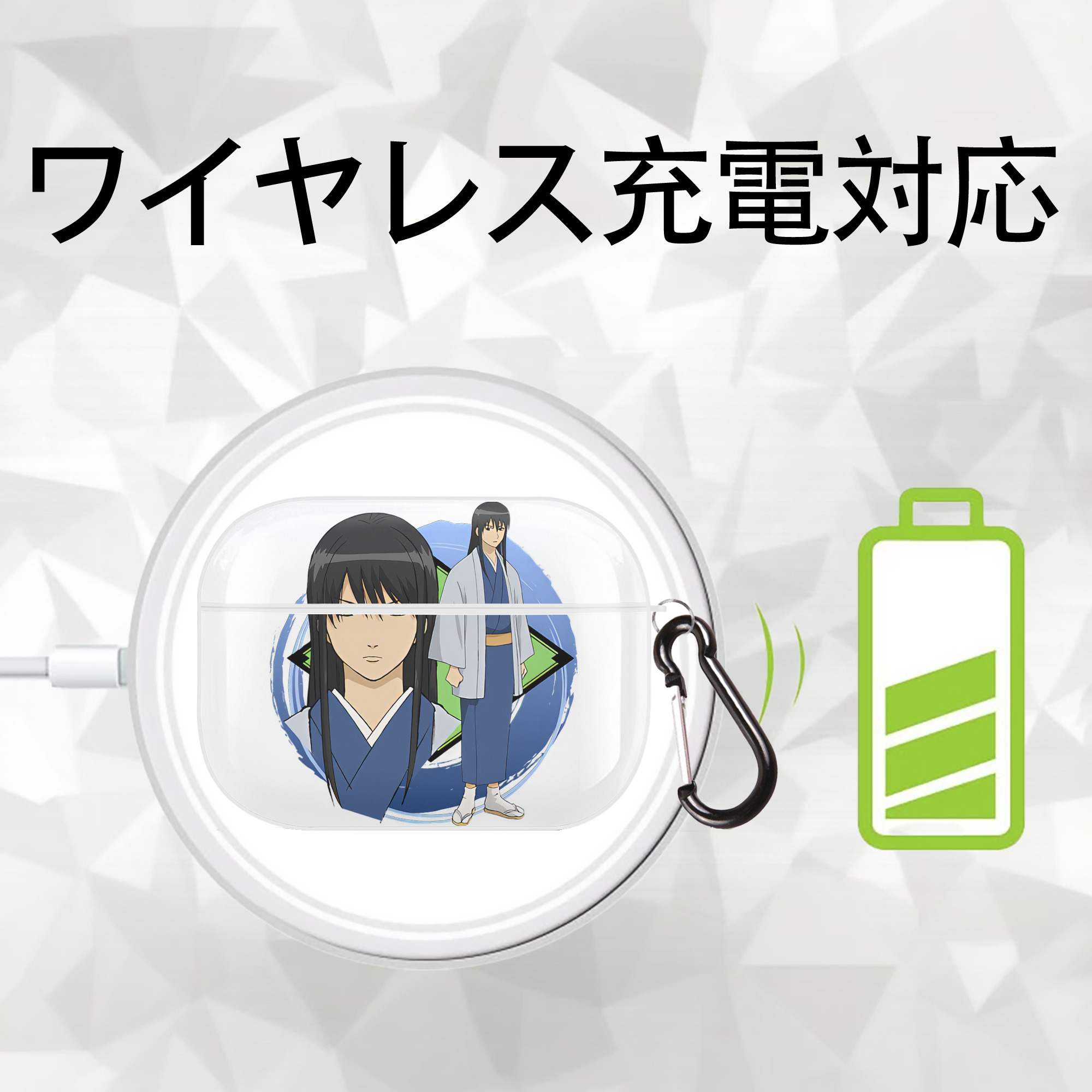 ぎんたま 坂田銀時（さかたぎんとき） 神楽 志村新八（しむら しんぱち） GINTAMA Sakata Gintoki Kagura Shimura Shinpachi 【AirPods Pro用】ハードシェル保護ケース 耐衝撃・防指紋・カラビナ付き商品仕様
