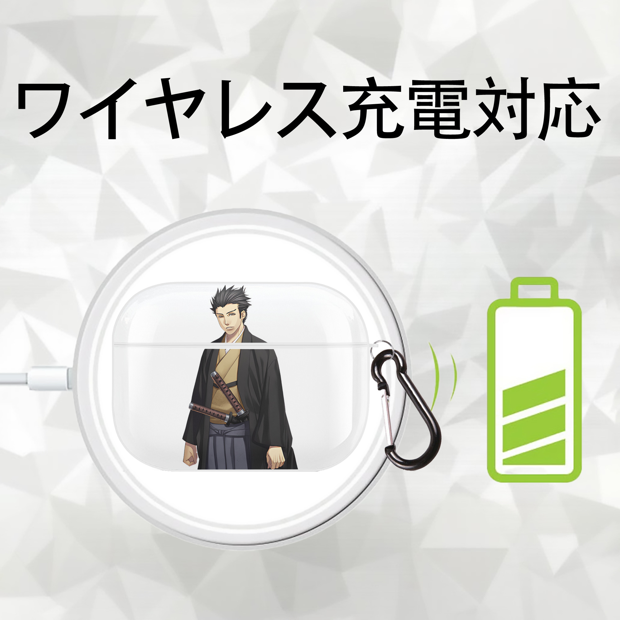 ぎんたま 坂田銀時（さかたぎんとき） 神楽 志村新八（しむら しんぱち） GINTAMA Sakata Gintoki Kagura Shimura Shinpachi 【AirPods Pro用】ハードシェル保護ケース 耐衝撃・防指紋・カラビナ付き商品仕様