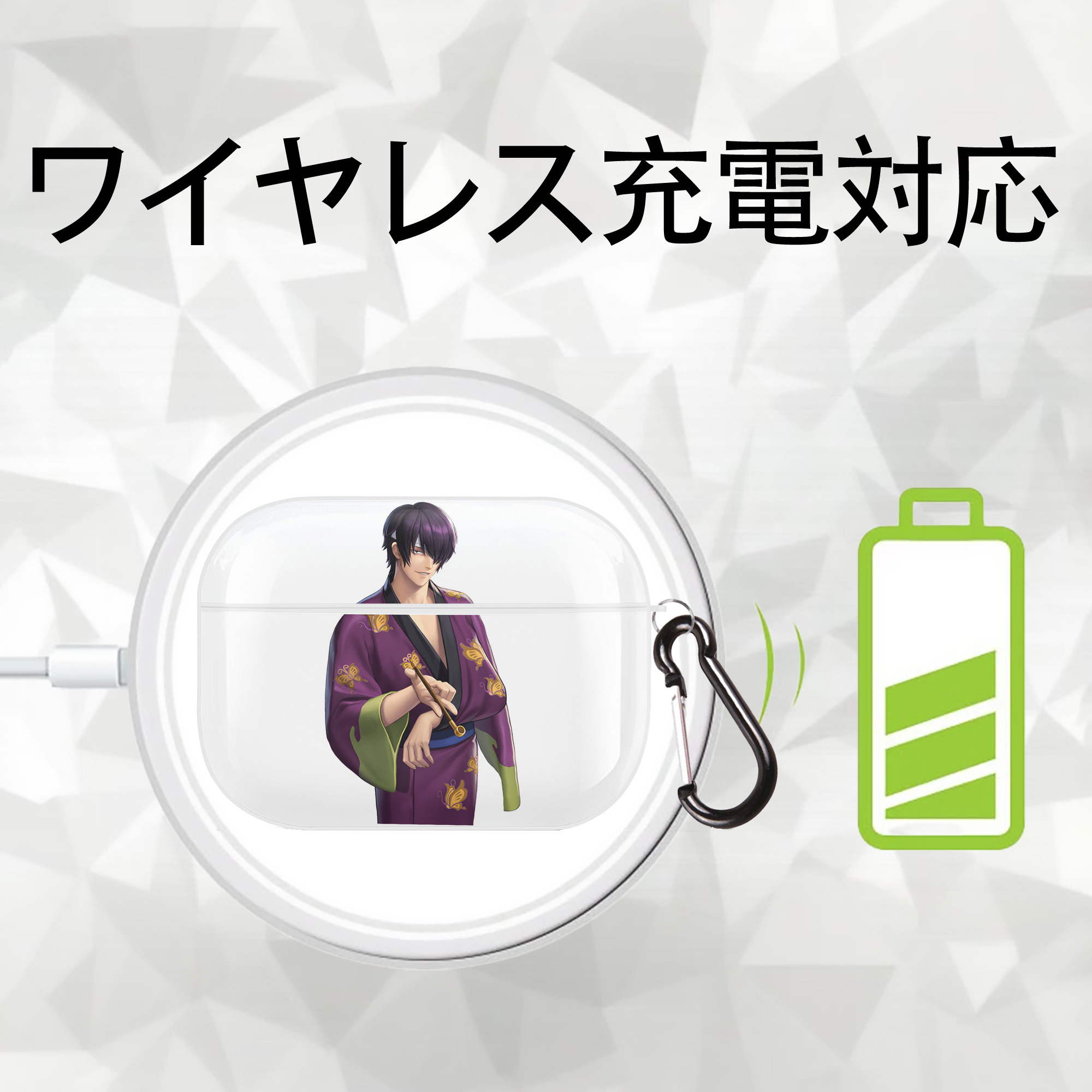 ぎんたま 坂田銀時（さかたぎんとき） 神楽 志村新八（しむら しんぱち） GINTAMA Sakata Gintoki Kagura Shimura Shinpachi 【AirPods Pro用】ハードシェル保護ケース 耐衝撃・防指紋・カラビナ付き商品仕様