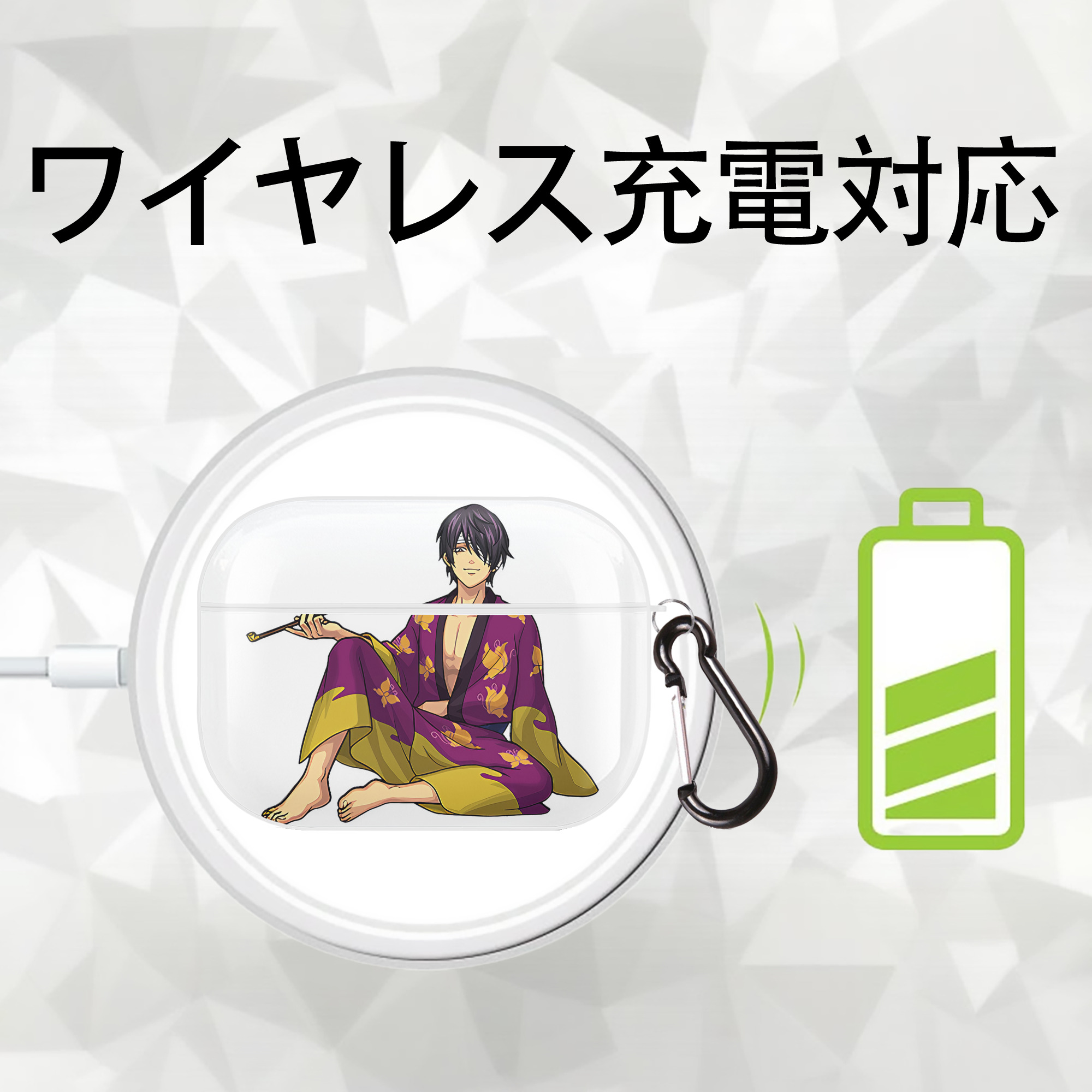 ぎんたま 坂田銀時（さかたぎんとき） 神楽 志村新八（しむら しんぱち） GINTAMA Sakata Gintoki Kagura Shimura Shinpachi 【AirPods Pro用】ハードシェル保護ケース 耐衝撃・防指紋・カラビナ付き商品仕様