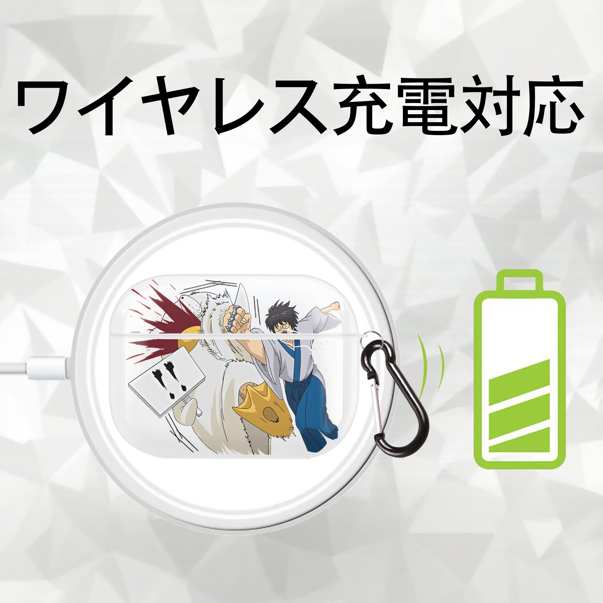 ぎんたま 坂田銀時（さかたぎんとき） 神楽 志村新八（しむら しんぱち） GINTAMA Sakata Gintoki Kagura Shimura Shinpachi 【AirPods Pro用】ハードシェル保護ケース 耐衝撃・防指紋・カラビナ付き商品仕様