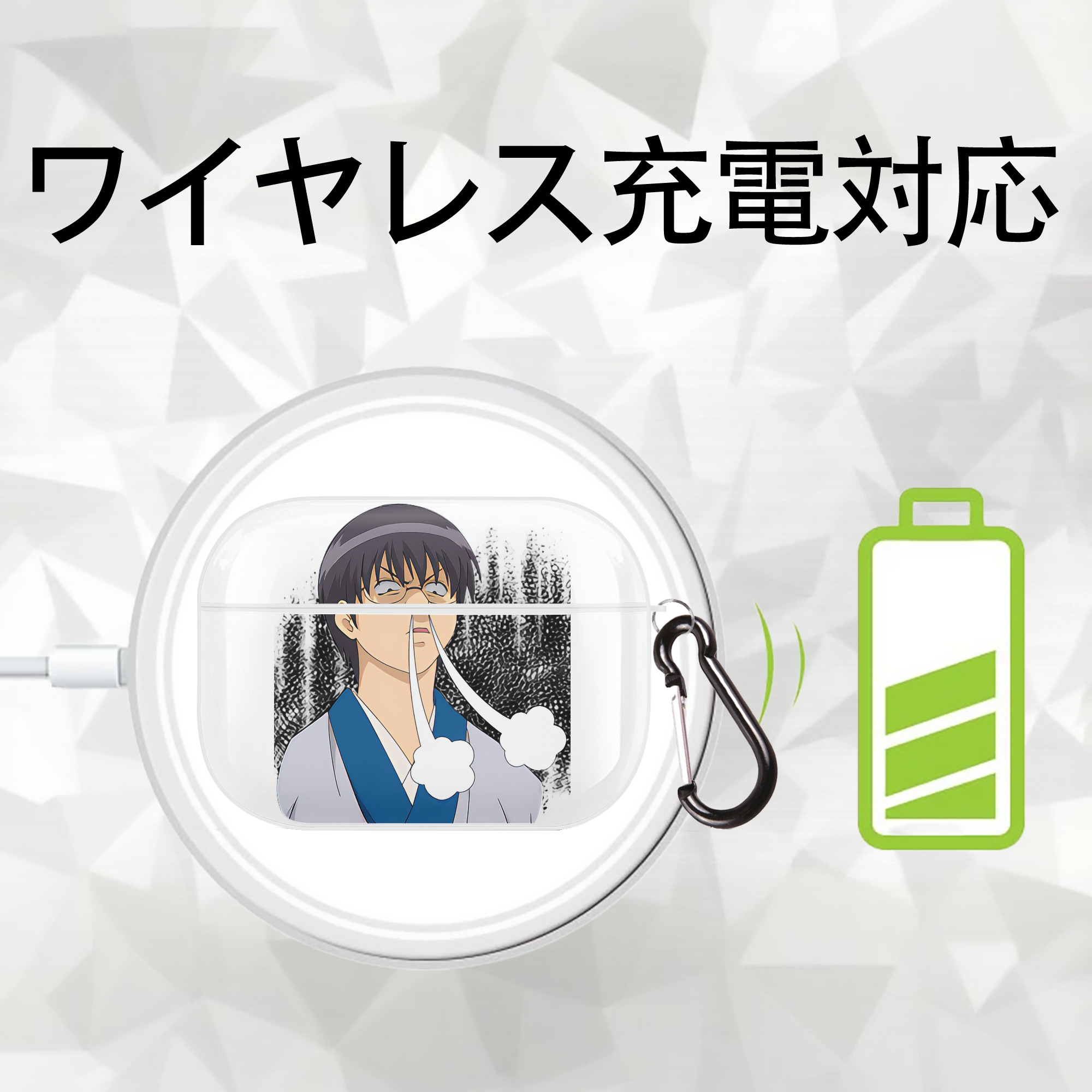 ぎんたま 坂田銀時（さかたぎんとき） 神楽 志村新八（しむら しんぱち） GINTAMA Sakata Gintoki Kagura Shimura Shinpachi 【AirPods Pro用】ハードシェル保護ケース 耐衝撃・防指紋・カラビナ付き商品仕様
