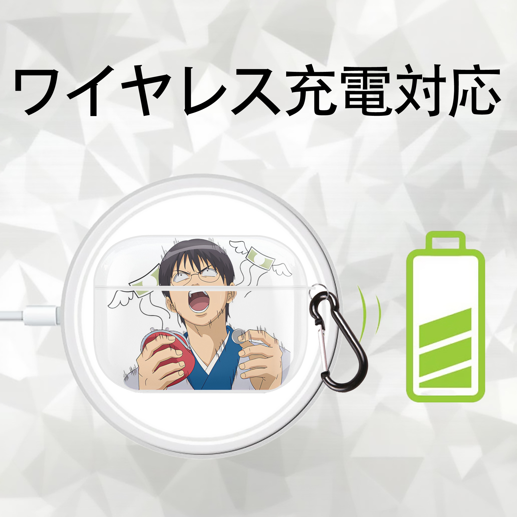 ぎんたま 坂田銀時（さかたぎんとき） 神楽 志村新八（しむら しんぱち） GINTAMA Sakata Gintoki Kagura Shimura Shinpachi 【AirPods Pro用】ハードシェル保護ケース 耐衝撃・防指紋・カラビナ付き商品仕様