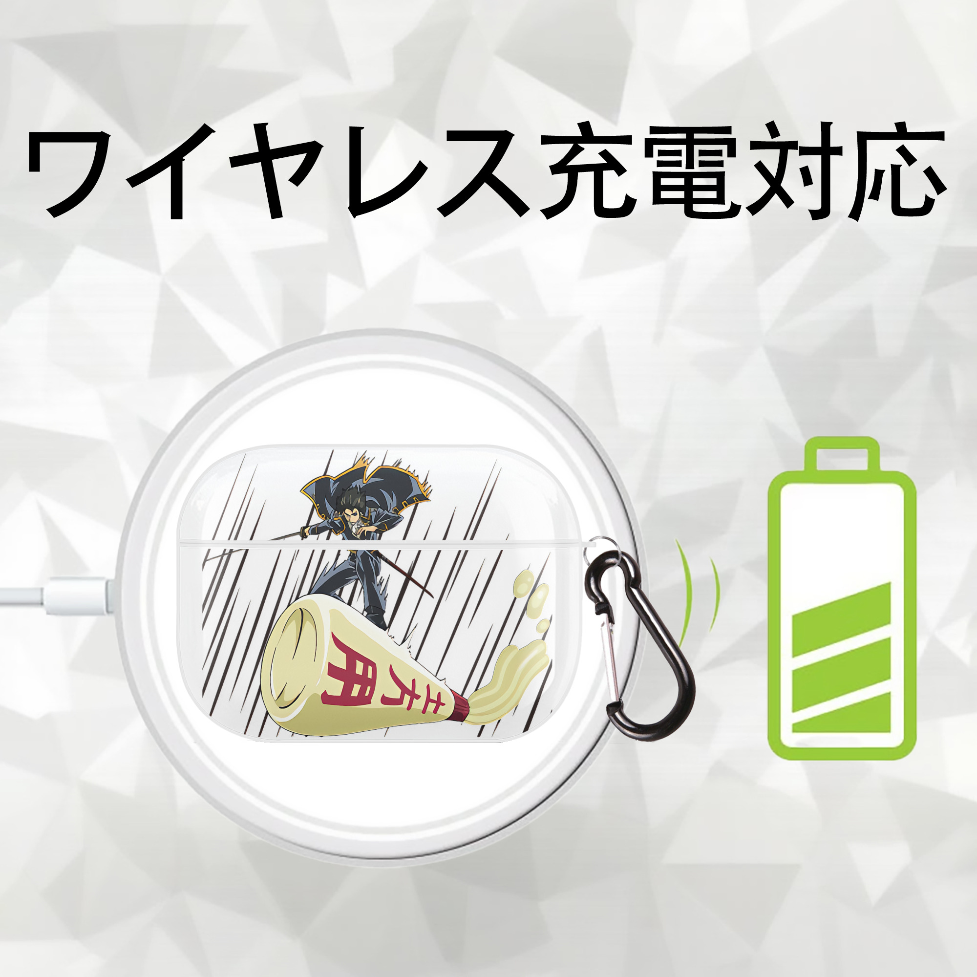 ぎんたま 坂田銀時（さかたぎんとき） 神楽 志村新八（しむら しんぱち） GINTAMA Sakata Gintoki Kagura Shimura Shinpachi 【AirPods Pro用】ハードシェル保護ケース 耐衝撃・防指紋・カラビナ付き商品仕様