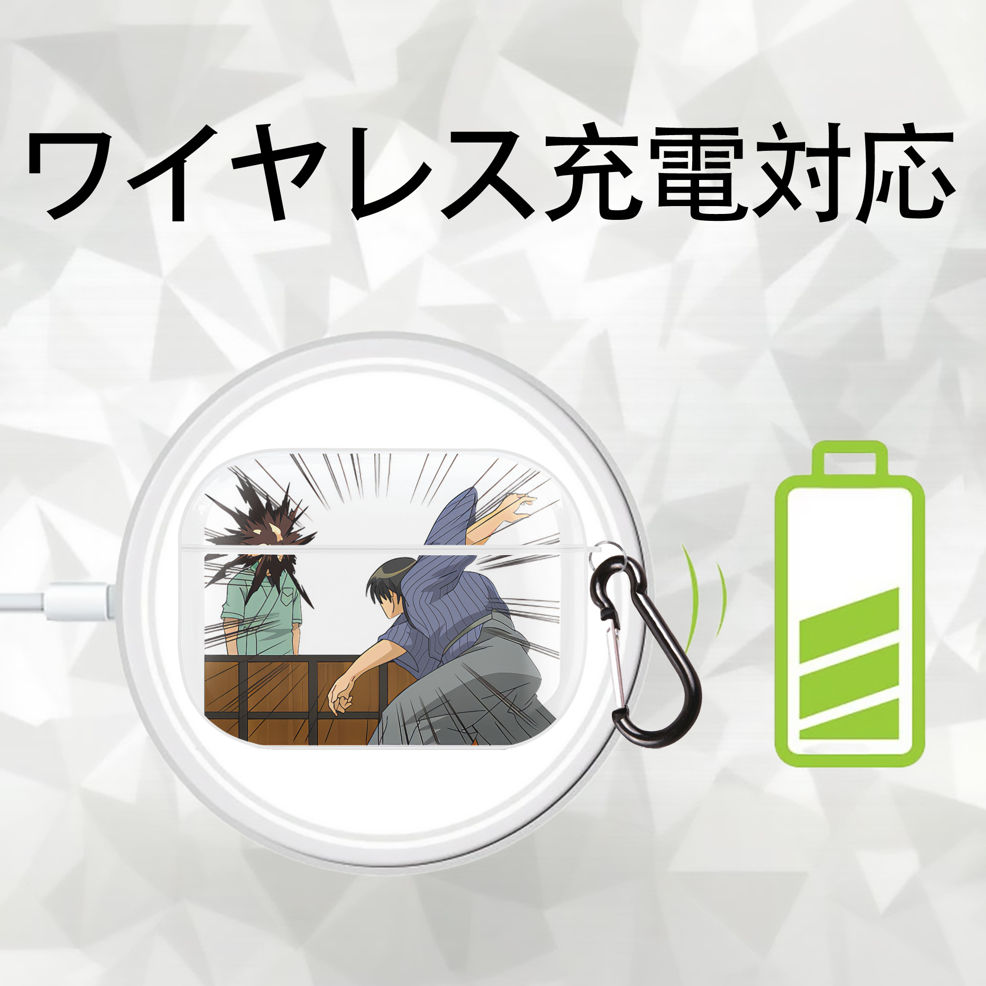 ぎんたま 坂田銀時（さかたぎんとき） 神楽 志村新八（しむら しんぱち） GINTAMA Sakata Gintoki Kagura Shimura Shinpachi 【AirPods Pro用】ハードシェル保護ケース 耐衝撃・防指紋・カラビナ付き商品仕様