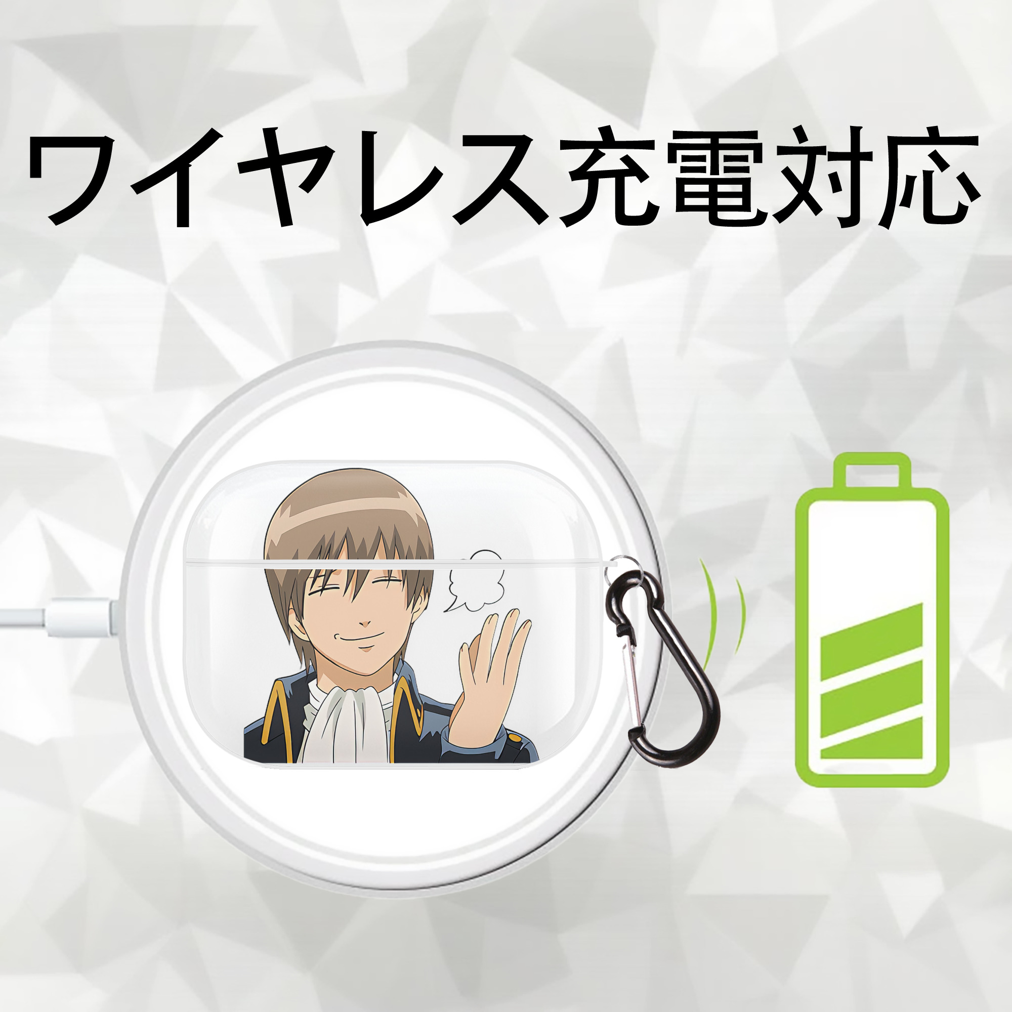 ぎんたま 坂田銀時（さかたぎんとき） 神楽 志村新八（しむら しんぱち） GINTAMA Sakata Gintoki Kagura Shimura Shinpachi 【AirPods Pro用】ハードシェル保護ケース 耐衝撃・防指紋・カラビナ付き商品仕様