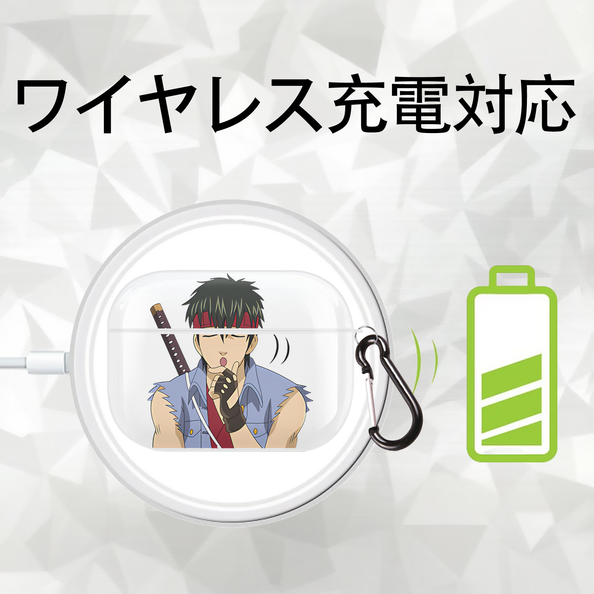 ぎんたま 坂田銀時（さかたぎんとき） 神楽 志村新八（しむら しんぱち） GINTAMA Sakata Gintoki Kagura Shimura Shinpachi 【AirPods Pro用】ハードシェル保護ケース 耐衝撃・防指紋・カラビナ付き商品仕様