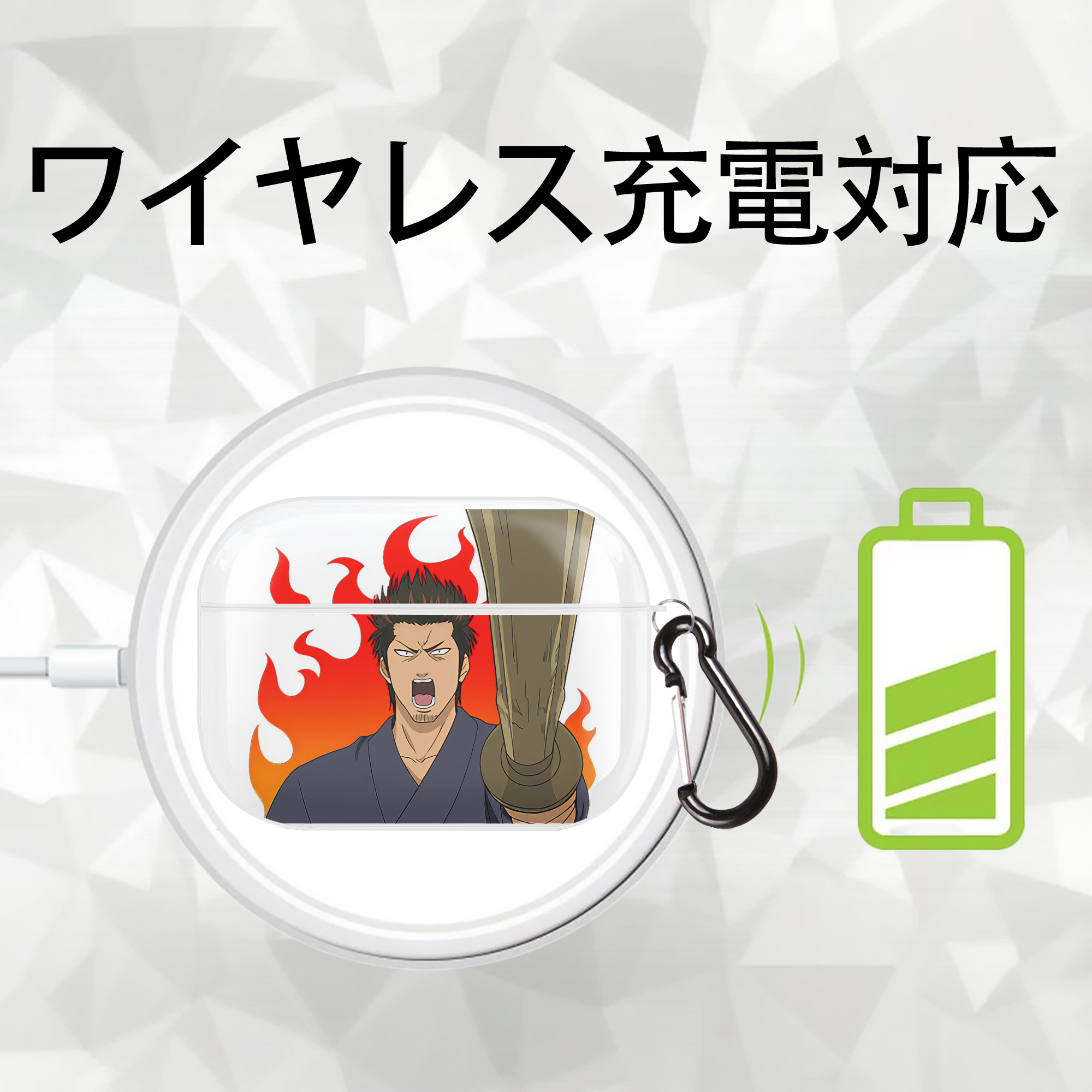 ぎんたま 坂田銀時（さかたぎんとき） 神楽 志村新八（しむら しんぱち） GINTAMA Sakata Gintoki Kagura Shimura Shinpachi 【AirPods Pro用】ハードシェル保護ケース 耐衝撃・防指紋・カラビナ付き商品仕様
