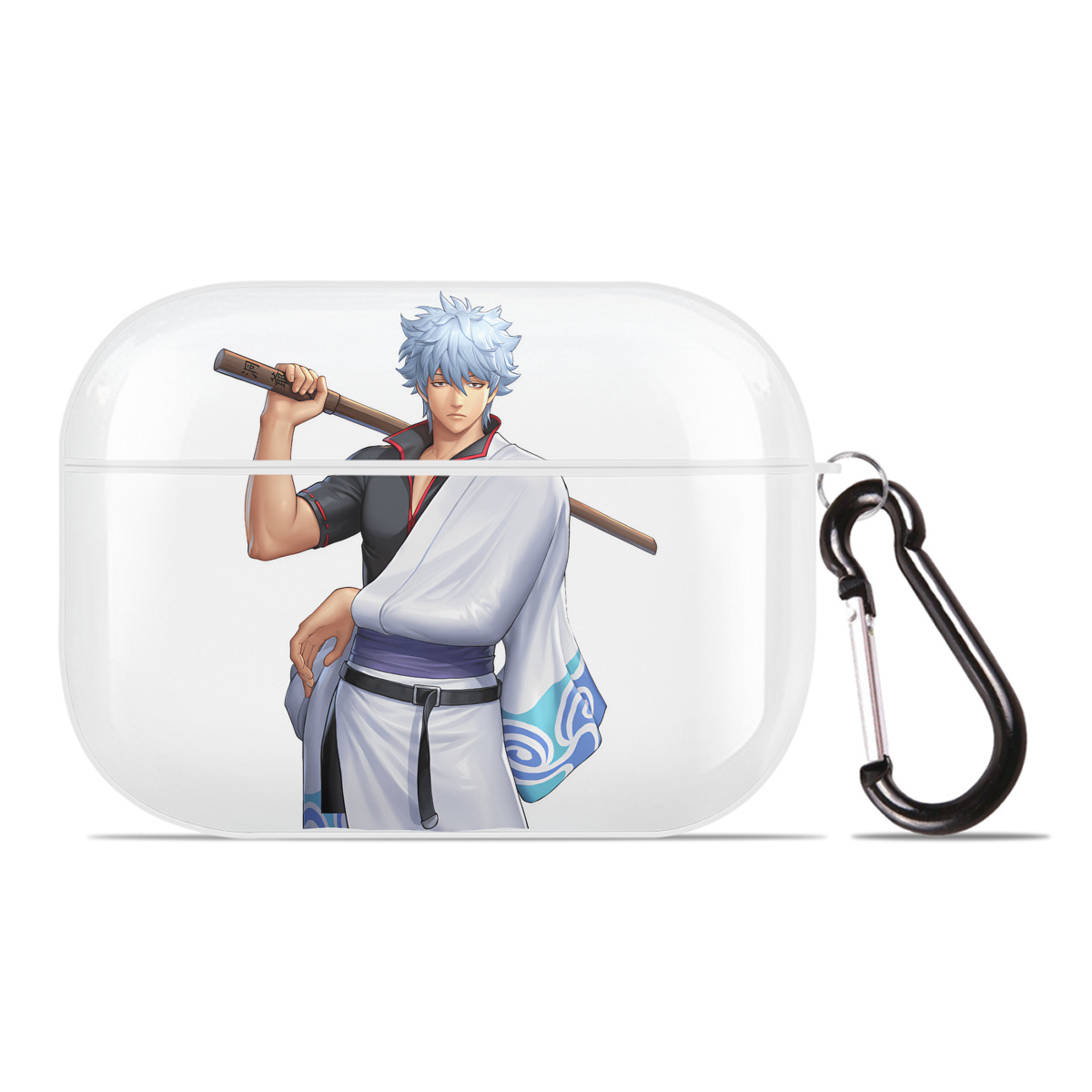 （画像用） ぎんたま 坂田銀時（さかたぎんとき） 神楽 志村新八（しむら しんぱち） GINTAMA Sakata Gintoki Kagura Shimura Shinpachi 【AirPods Pro用】ハードシェル保護ケース 耐衝撃・防指紋・カラビナ付き商品仕様