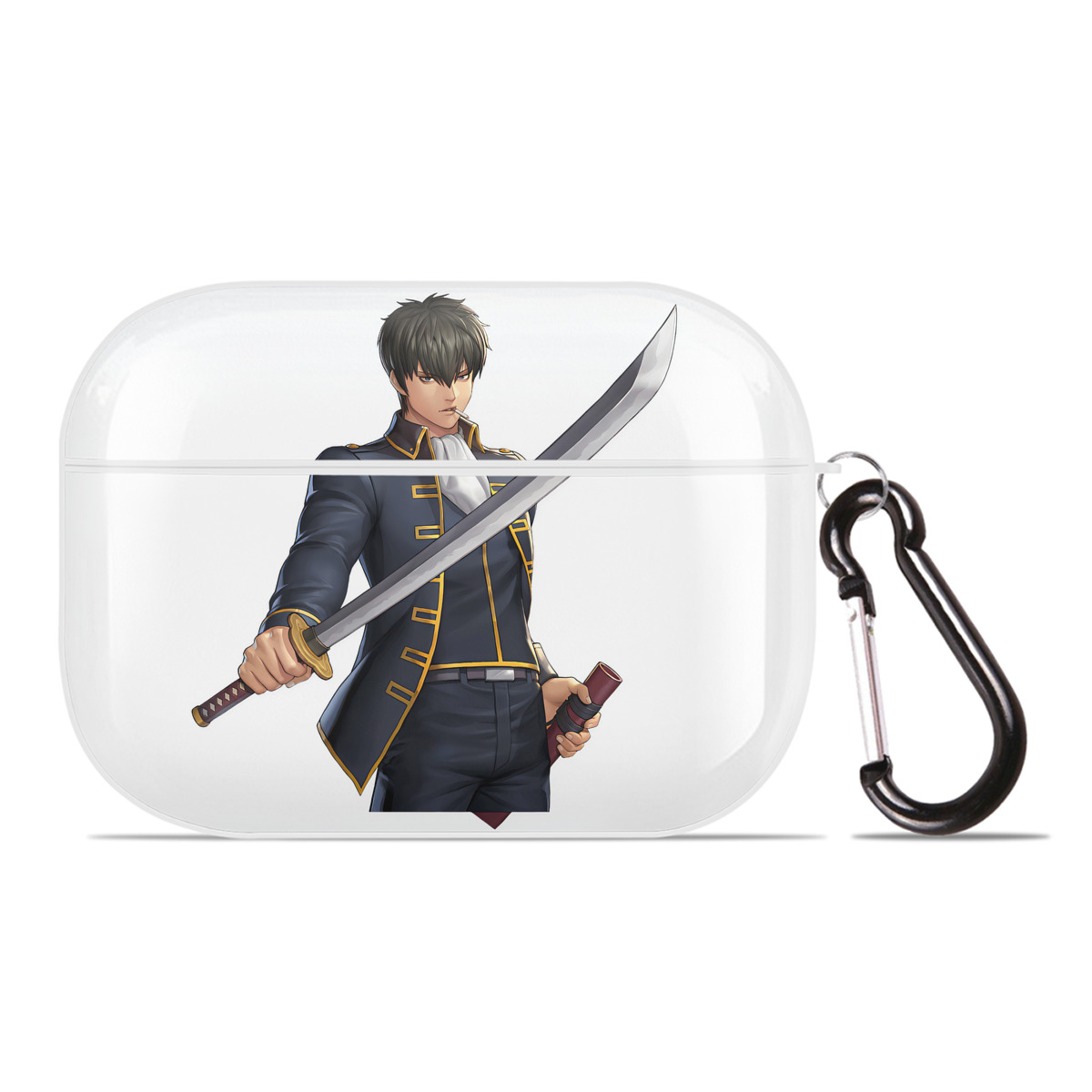 （画像用） ぎんたま 坂田銀時（さかたぎんとき） 神楽 志村新八（しむら しんぱち） GINTAMA Sakata Gintoki Kagura Shimura Shinpachi 【AirPods Pro用】ハードシェル保護ケース 耐衝撃・防指紋・カラビナ付き商品仕様