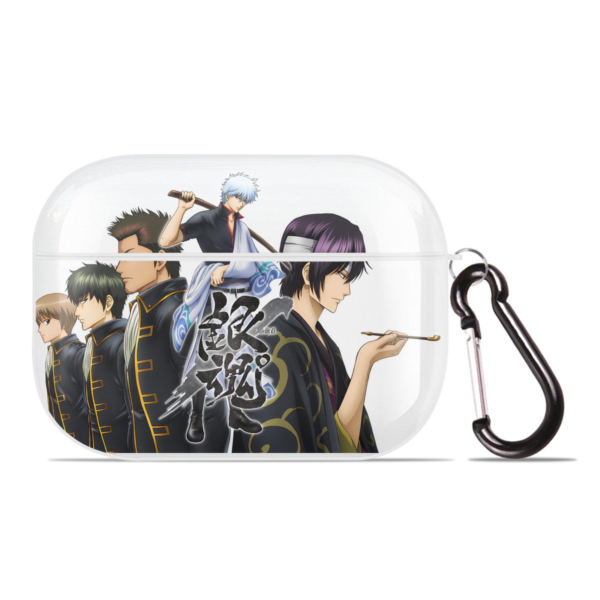 （画像用） ぎんたま 坂田銀時（さかたぎんとき） 神楽 志村新八（しむら しんぱち） GINTAMA Sakata Gintoki Kagura Shimura Shinpachi 【AirPods Pro用】ハードシェル保護ケース 耐衝撃・防指紋・カラビナ付き商品仕様