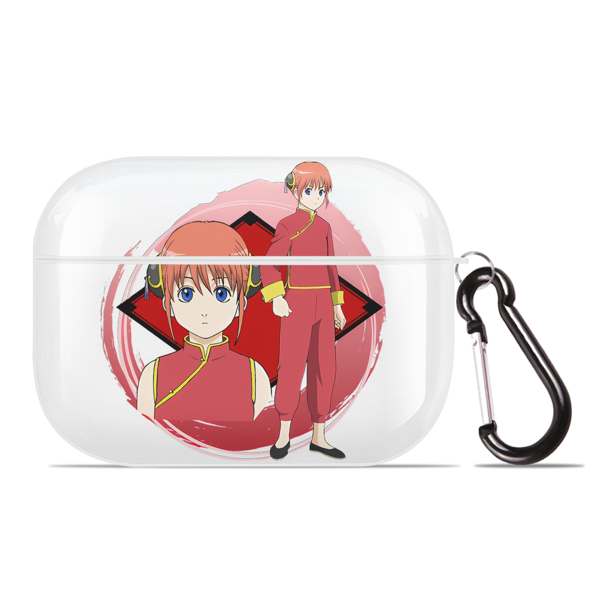 （画像用） ぎんたま 坂田銀時（さかたぎんとき） 神楽 志村新八（しむら しんぱち） GINTAMA Sakata Gintoki Kagura Shimura Shinpachi 【AirPods Pro用】ハードシェル保護ケース 耐衝撃・防指紋・カラビナ付き商品仕様
