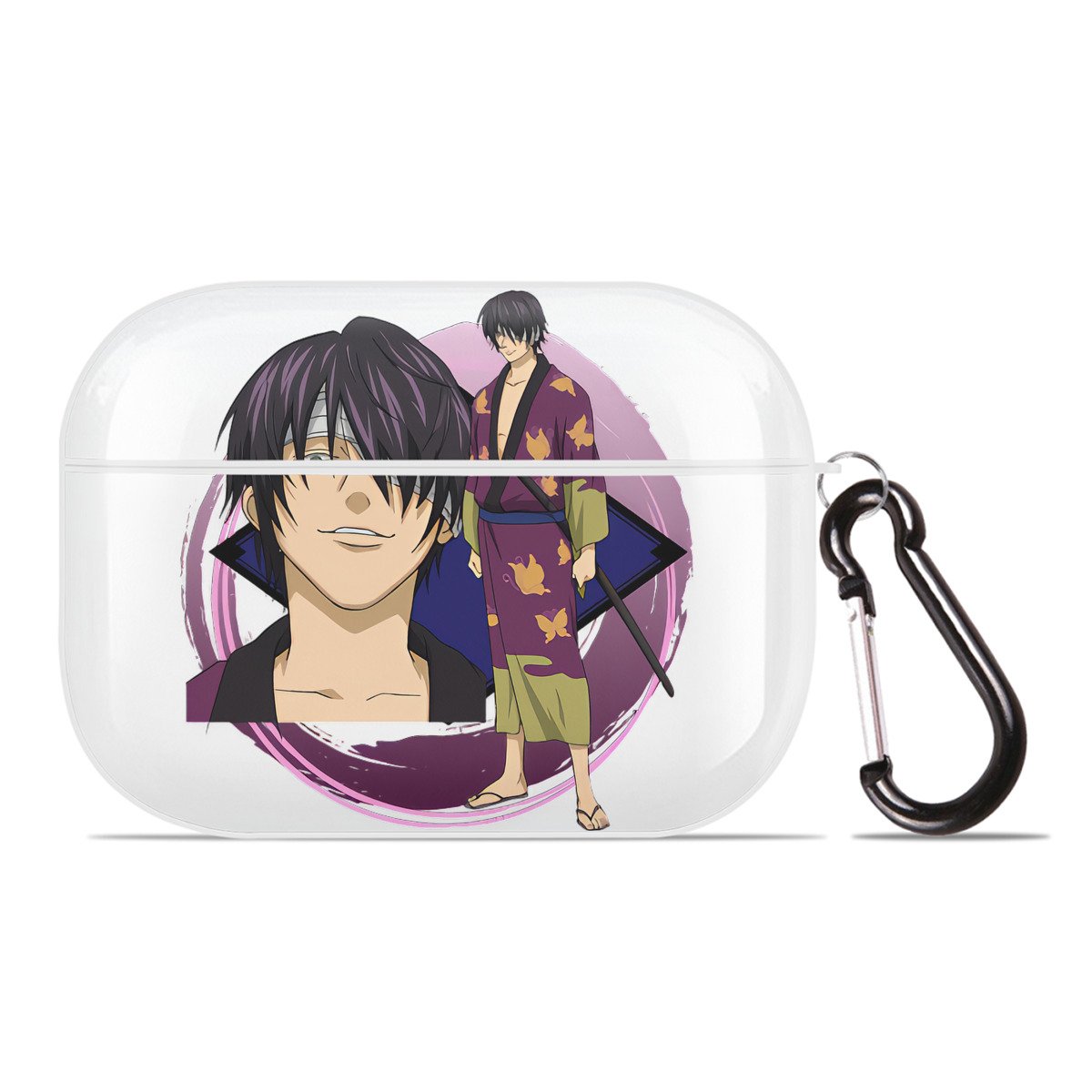 （画像用） ぎんたま 坂田銀時（さかたぎんとき） 神楽 志村新八（しむら しんぱち） GINTAMA Sakata Gintoki Kagura Shimura Shinpachi 【AirPods Pro用】ハードシェル保護ケース 耐衝撃・防指紋・カラビナ付き商品仕様