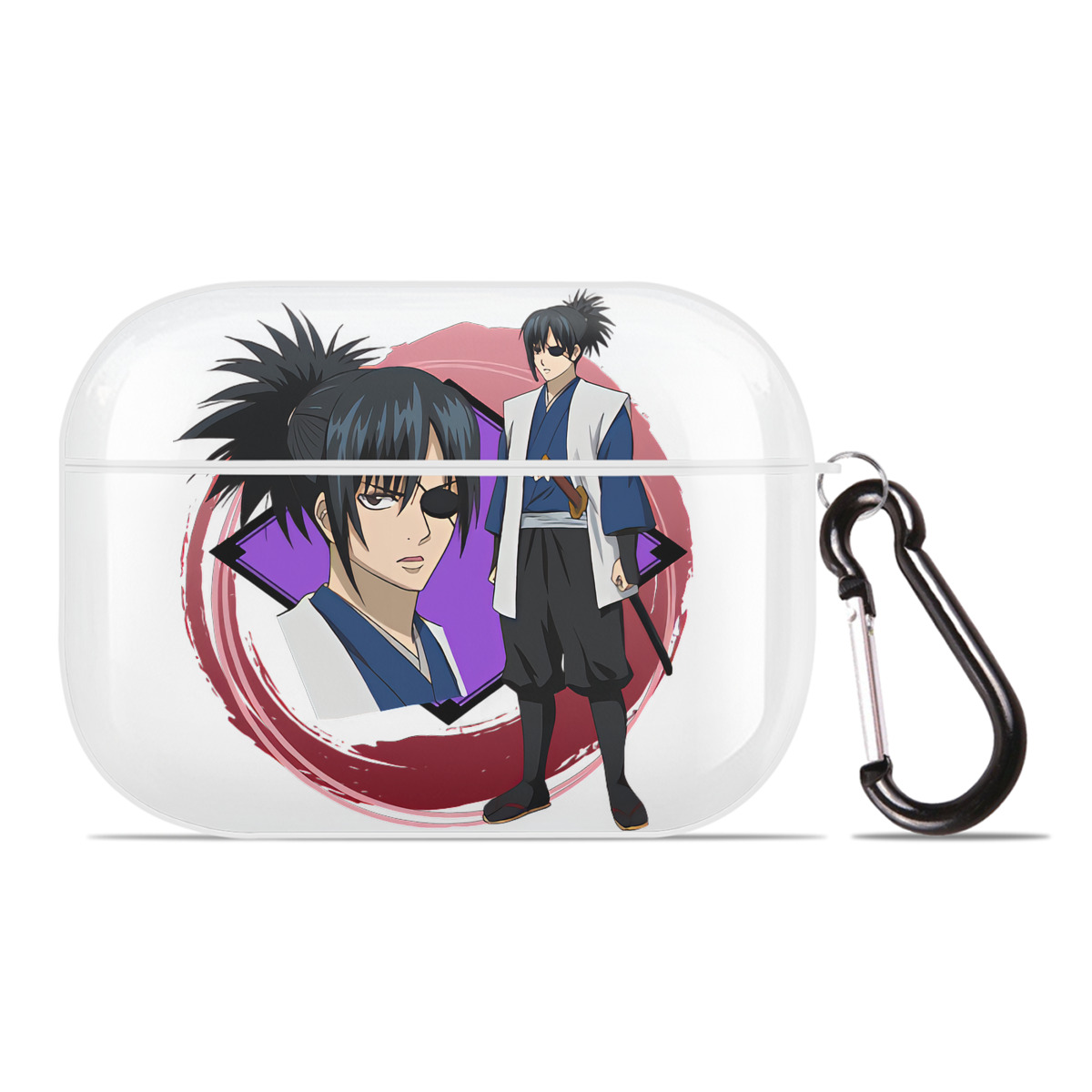 （画像用） ぎんたま 坂田銀時（さかたぎんとき） 神楽 志村新八（しむら しんぱち） GINTAMA Sakata Gintoki Kagura Shimura Shinpachi 【AirPods Pro用】ハードシェル保護ケース 耐衝撃・防指紋・カラビナ付き商品仕様