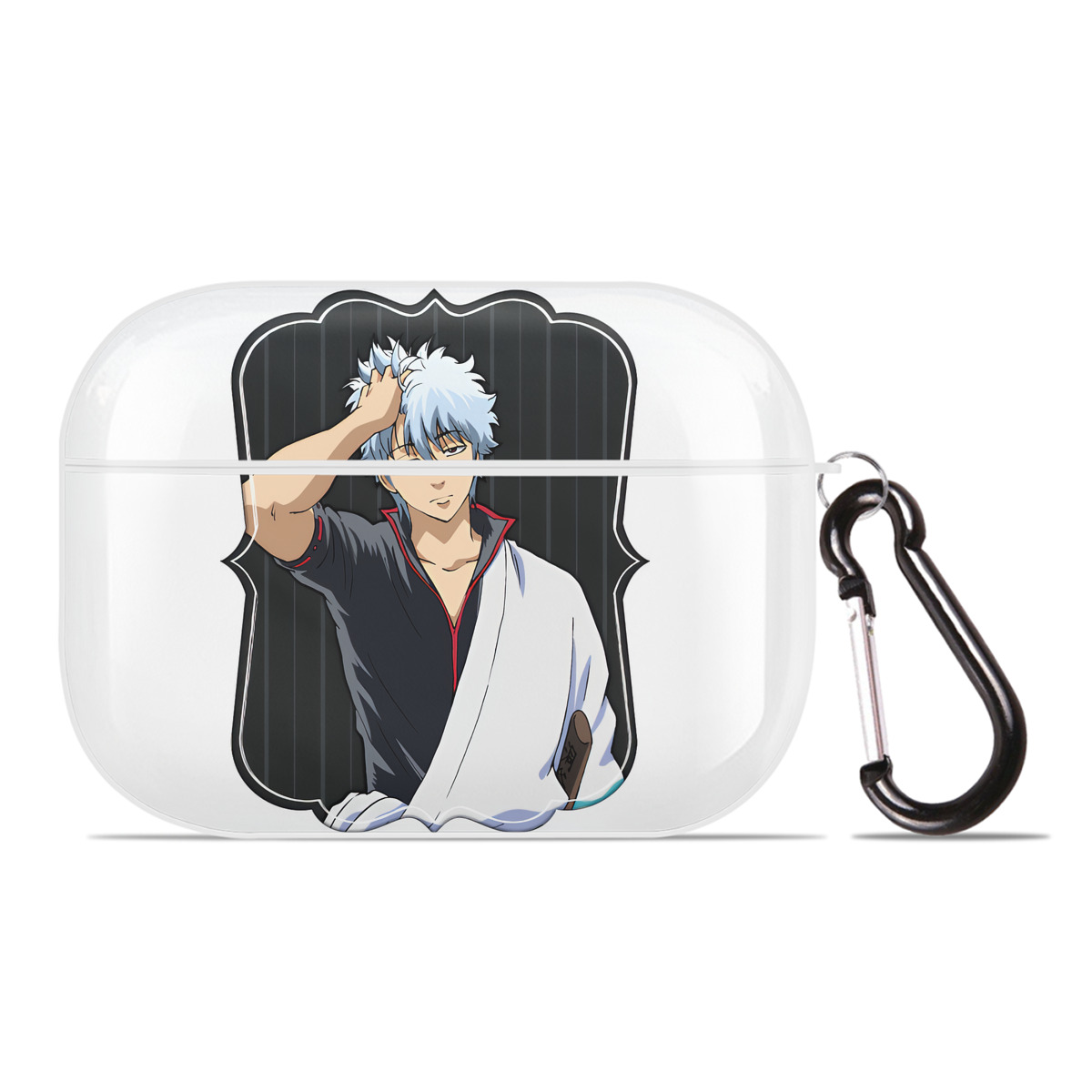 （画像用） ぎんたま 坂田銀時（さかたぎんとき） 神楽 志村新八（しむら しんぱち） GINTAMA Sakata Gintoki Kagura Shimura Shinpachi 【AirPods Pro用】ハードシェル保護ケース 耐衝撃・防指紋・カラビナ付き商品仕様