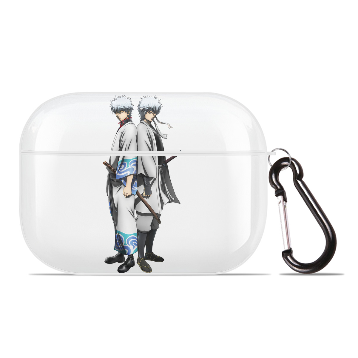 （画像用） ぎんたま 坂田銀時（さかたぎんとき） 神楽 志村新八（しむら しんぱち） GINTAMA Sakata Gintoki Kagura Shimura Shinpachi 【AirPods Pro用】ハードシェル保護ケース 耐衝撃・防指紋・カラビナ付き商品仕様