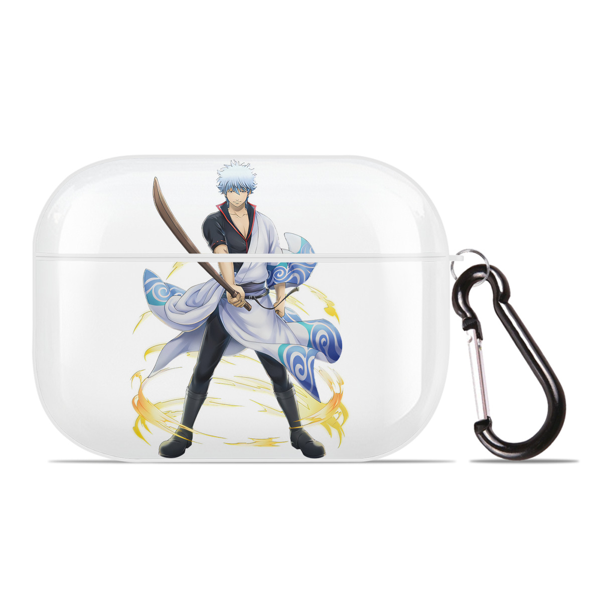 （画像用） ぎんたま 坂田銀時（さかたぎんとき） 神楽 志村新八（しむら しんぱち） GINTAMA Sakata Gintoki Kagura Shimura Shinpachi 【AirPods Pro用】ハードシェル保護ケース 耐衝撃・防指紋・カラビナ付き商品仕様