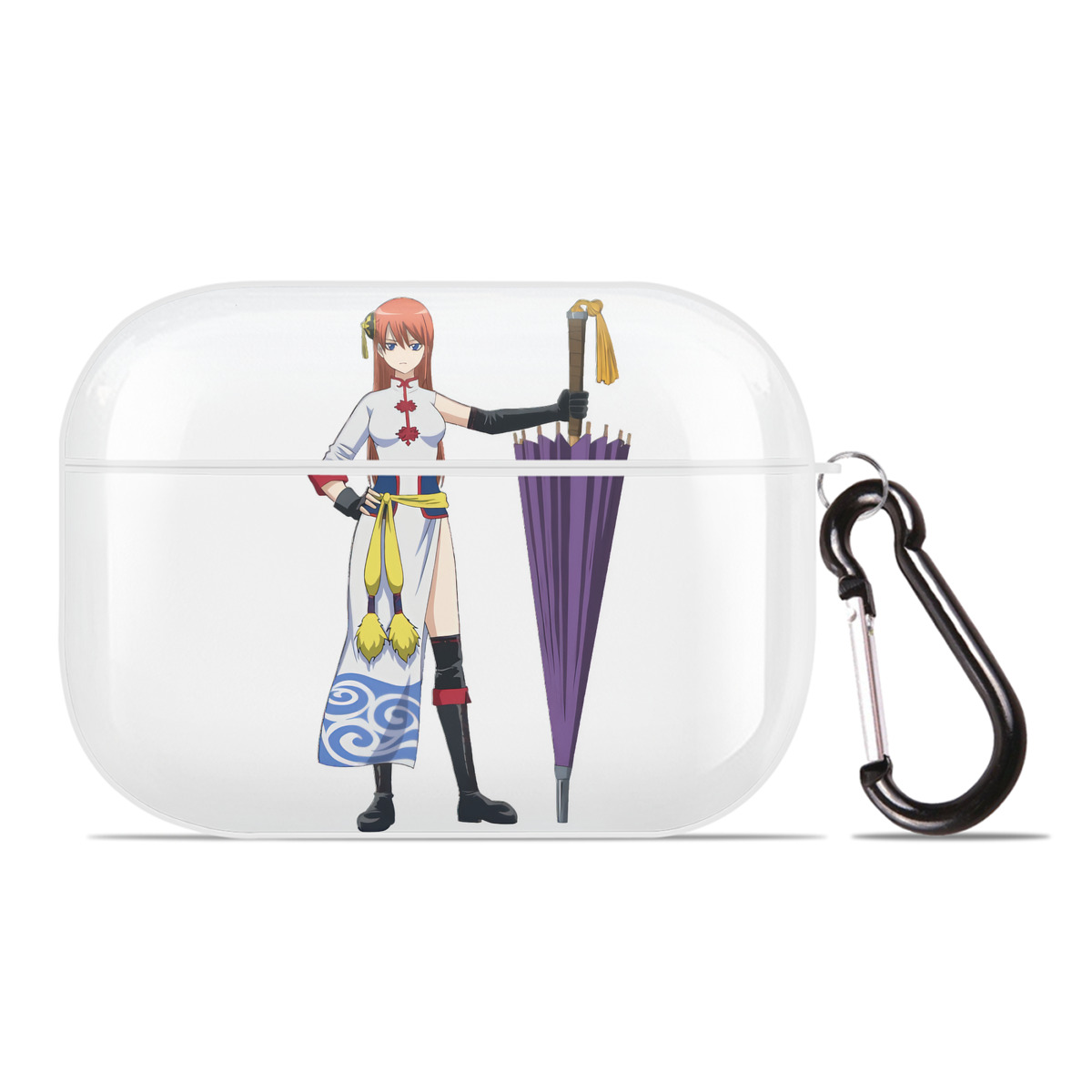 （画像用） ぎんたま 坂田銀時（さかたぎんとき） 神楽 志村新八（しむら しんぱち） GINTAMA Sakata Gintoki Kagura Shimura Shinpachi 【AirPods Pro用】ハードシェル保護ケース 耐衝撃・防指紋・カラビナ付き商品仕様