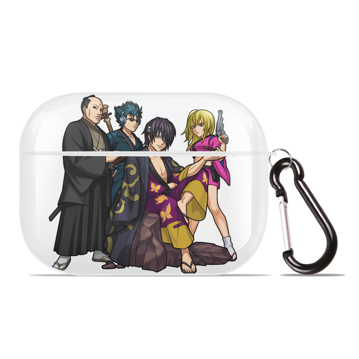 （画像用） ぎんたま 坂田銀時（さかたぎんとき） 神楽 志村新八（しむら しんぱち） GINTAMA Sakata Gintoki Kagura Shimura Shinpachi 【AirPods Pro用】ハードシェル保護ケース 耐衝撃・防指紋・カラビナ付き商品仕様
