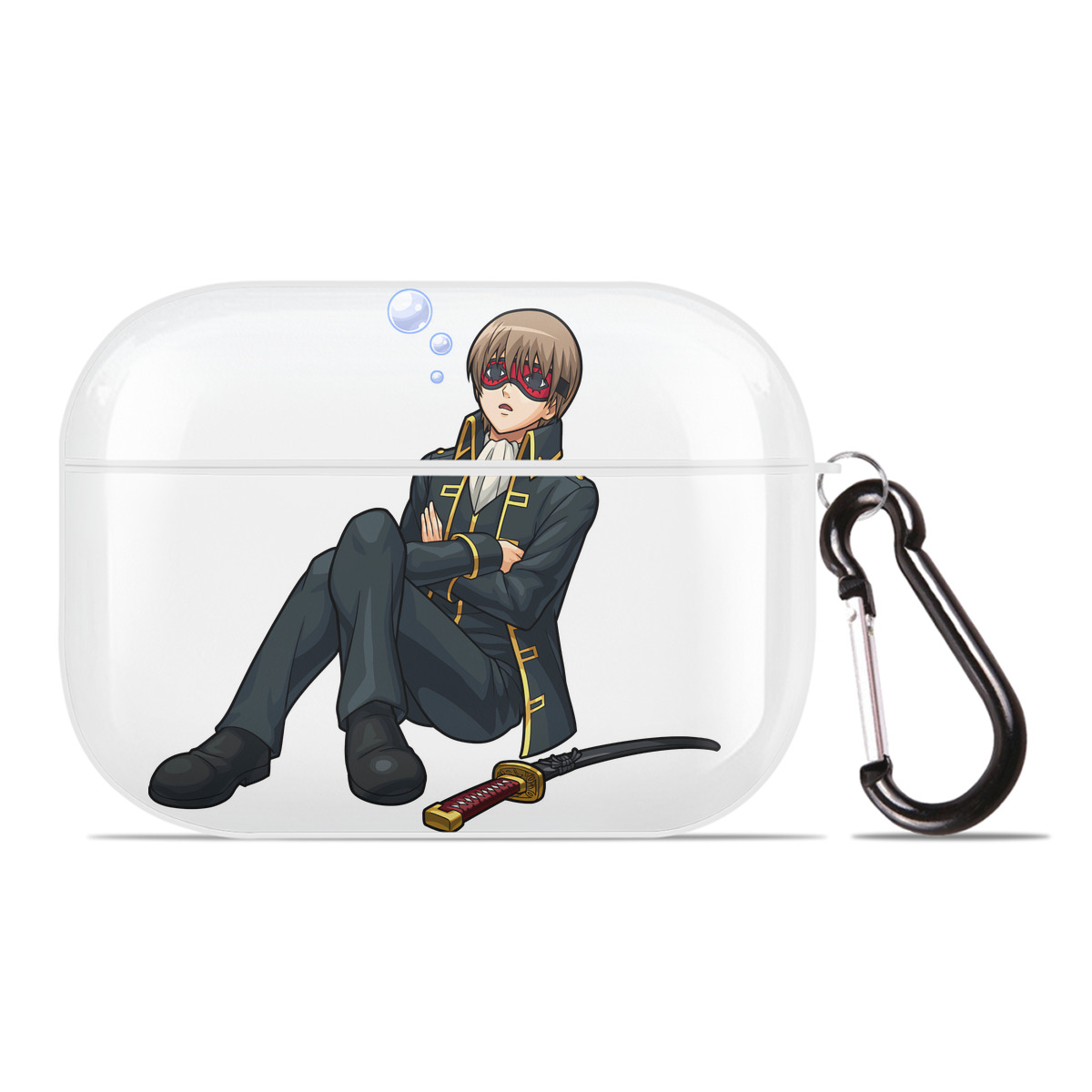 （画像用） ぎんたま 坂田銀時（さかたぎんとき） 神楽 志村新八（しむら しんぱち） GINTAMA Sakata Gintoki Kagura Shimura Shinpachi 【AirPods Pro用】ハードシェル保護ケース 耐衝撃・防指紋・カラビナ付き商品仕様