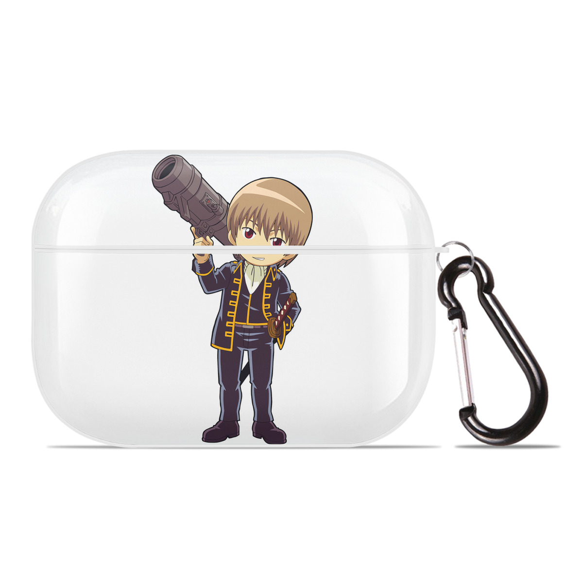 （画像用） ぎんたま 坂田銀時（さかたぎんとき） 神楽 志村新八（しむら しんぱち） GINTAMA Sakata Gintoki Kagura Shimura Shinpachi 【AirPods Pro用】ハードシェル保護ケース 耐衝撃・防指紋・カラビナ付き商品仕様