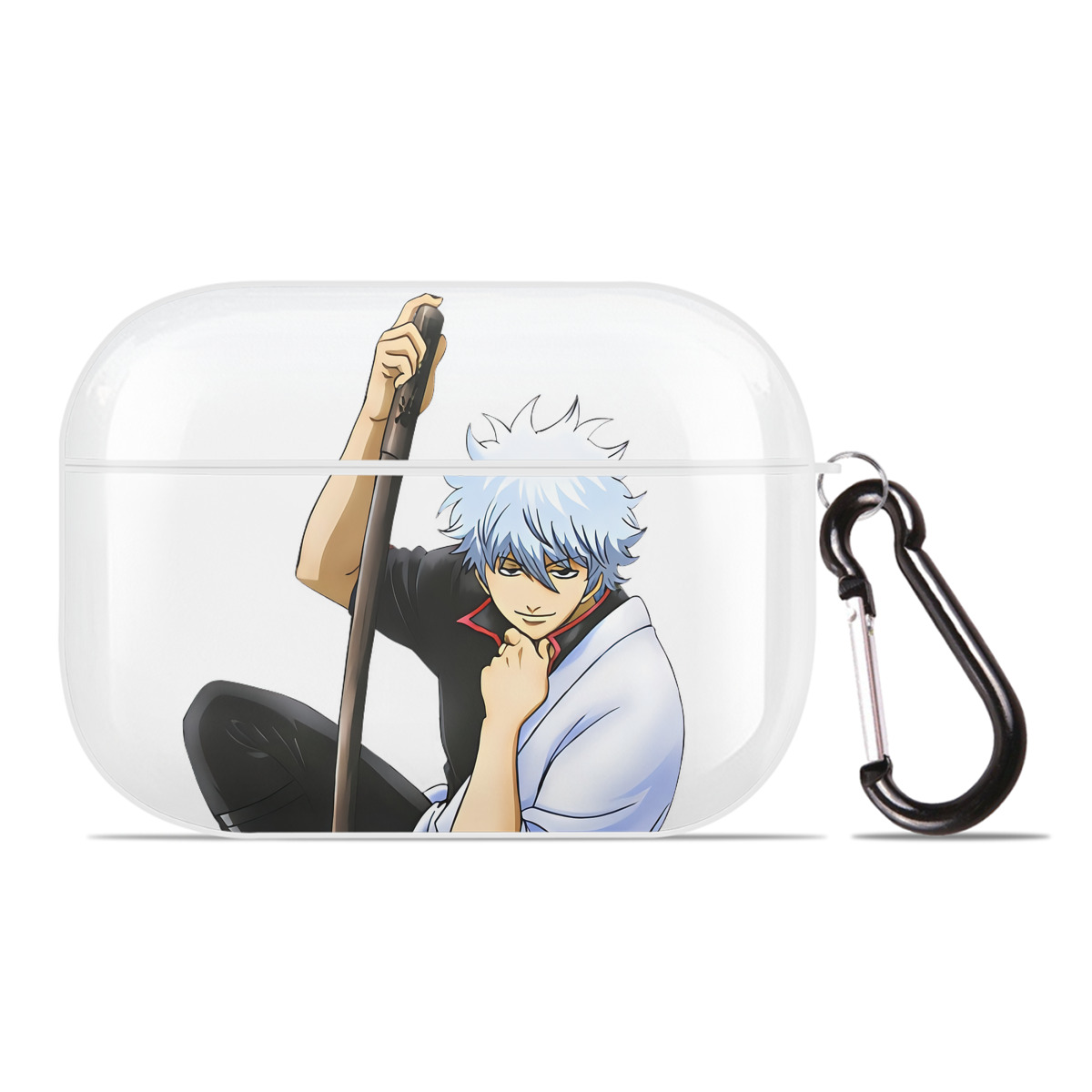 （画像用） ぎんたま 坂田銀時（さかたぎんとき） 神楽 志村新八（しむら しんぱち） GINTAMA Sakata Gintoki Kagura Shimura Shinpachi 【AirPods Pro用】ハードシェル保護ケース 耐衝撃・防指紋・カラビナ付き商品仕様