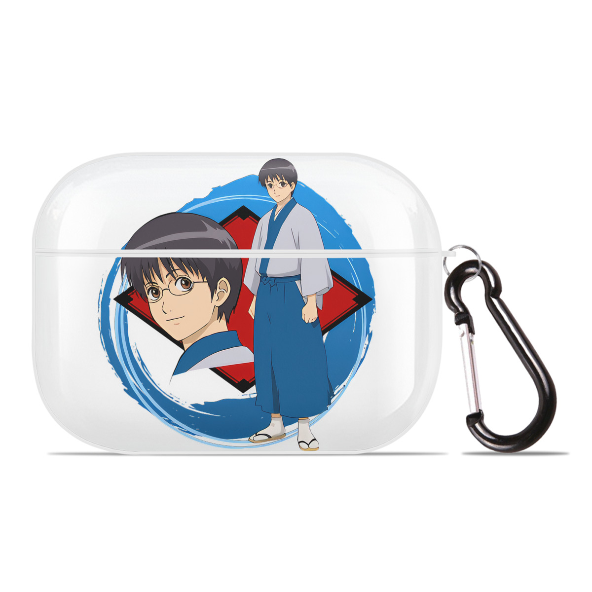 （画像用） ぎんたま 坂田銀時（さかたぎんとき） 神楽 志村新八（しむら しんぱち） GINTAMA Sakata Gintoki Kagura Shimura Shinpachi 【AirPods Pro用】ハードシェル保護ケース 耐衝撃・防指紋・カラビナ付き商品仕様