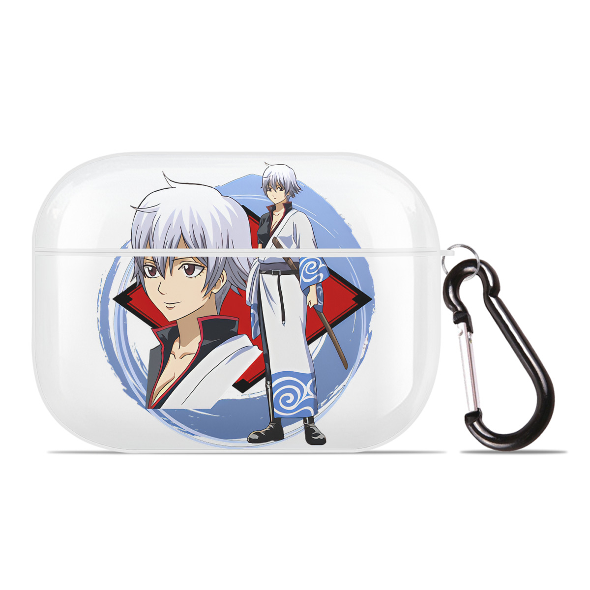 （画像用） ぎんたま 坂田銀時（さかたぎんとき） 神楽 志村新八（しむら しんぱち） GINTAMA Sakata Gintoki Kagura Shimura Shinpachi 【AirPods Pro用】ハードシェル保護ケース 耐衝撃・防指紋・カラビナ付き商品仕様