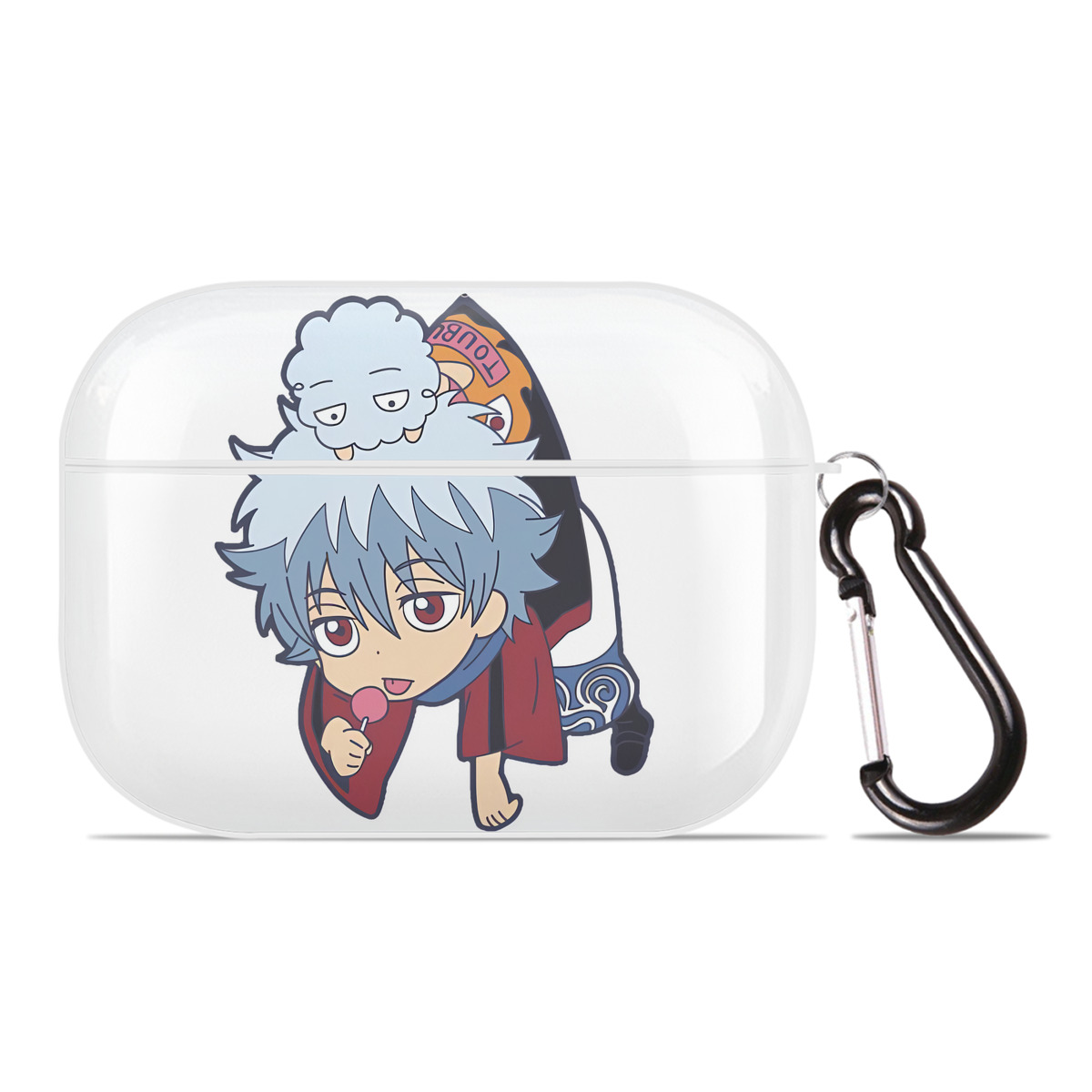 （画像用） ぎんたま 坂田銀時（さかたぎんとき） 神楽 志村新八（しむら しんぱち） GINTAMA Sakata Gintoki Kagura Shimura Shinpachi 【AirPods Pro用】ハードシェル保護ケース 耐衝撃・防指紋・カラビナ付き商品仕様
