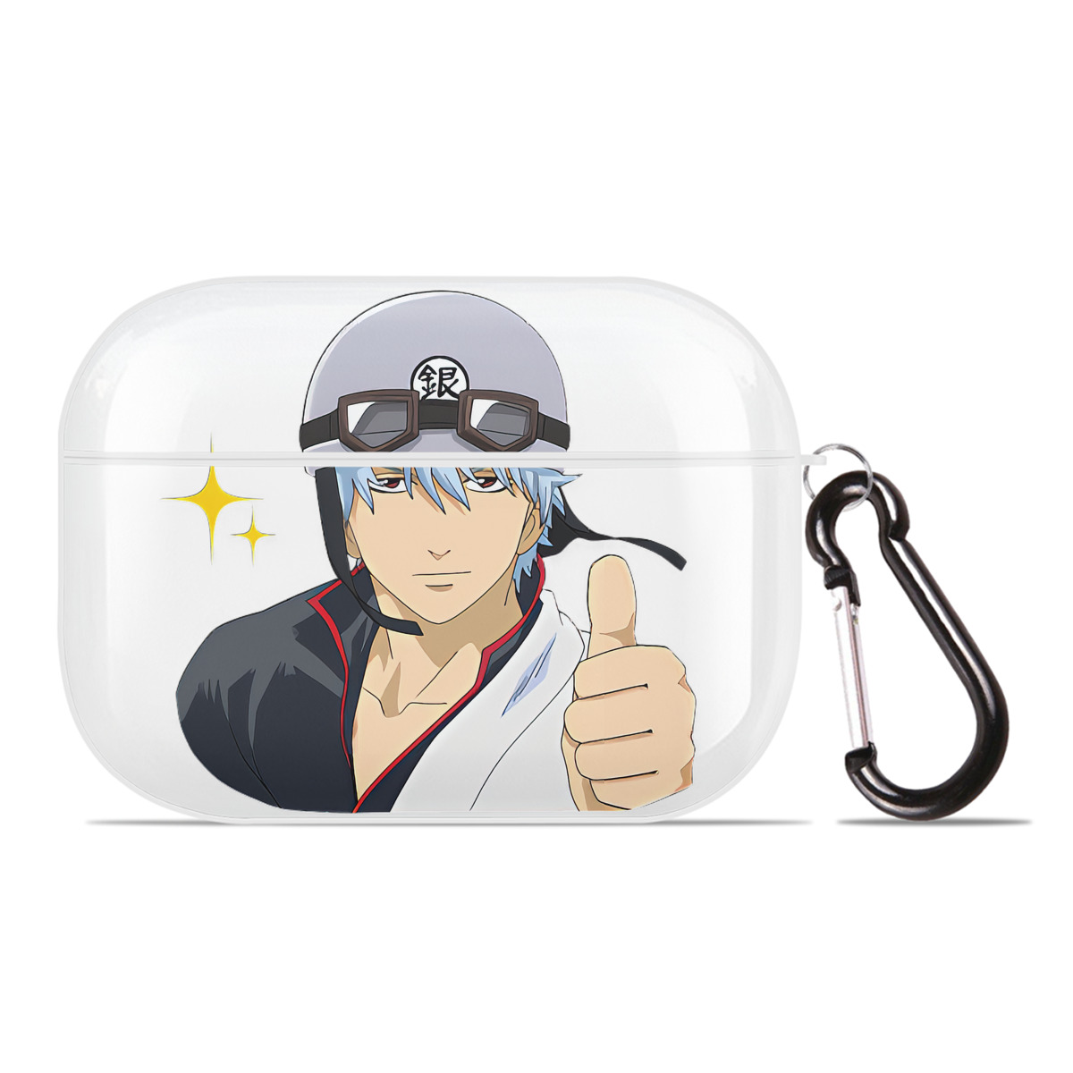 （画像用） ぎんたま 坂田銀時（さかたぎんとき） 神楽 志村新八（しむら しんぱち） GINTAMA Sakata Gintoki Kagura Shimura Shinpachi 【AirPods Pro用】ハードシェル保護ケース 耐衝撃・防指紋・カラビナ付き商品仕様