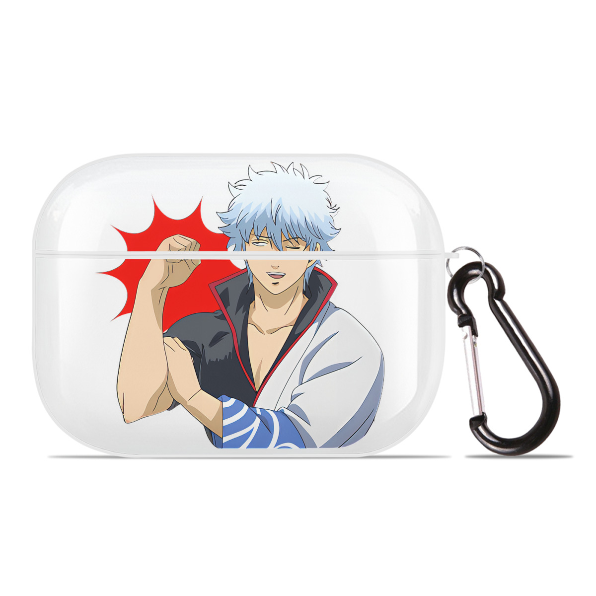 （画像用） ぎんたま 坂田銀時（さかたぎんとき） 神楽 志村新八（しむら しんぱち） GINTAMA Sakata Gintoki Kagura Shimura Shinpachi 【AirPods Pro用】ハードシェル保護ケース 耐衝撃・防指紋・カラビナ付き商品仕様
