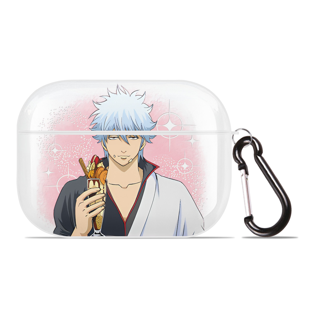 （画像用） ぎんたま 坂田銀時（さかたぎんとき） 神楽 志村新八（しむら しんぱち） GINTAMA Sakata Gintoki Kagura Shimura Shinpachi 【AirPods Pro用】ハードシェル保護ケース 耐衝撃・防指紋・カラビナ付き商品仕様