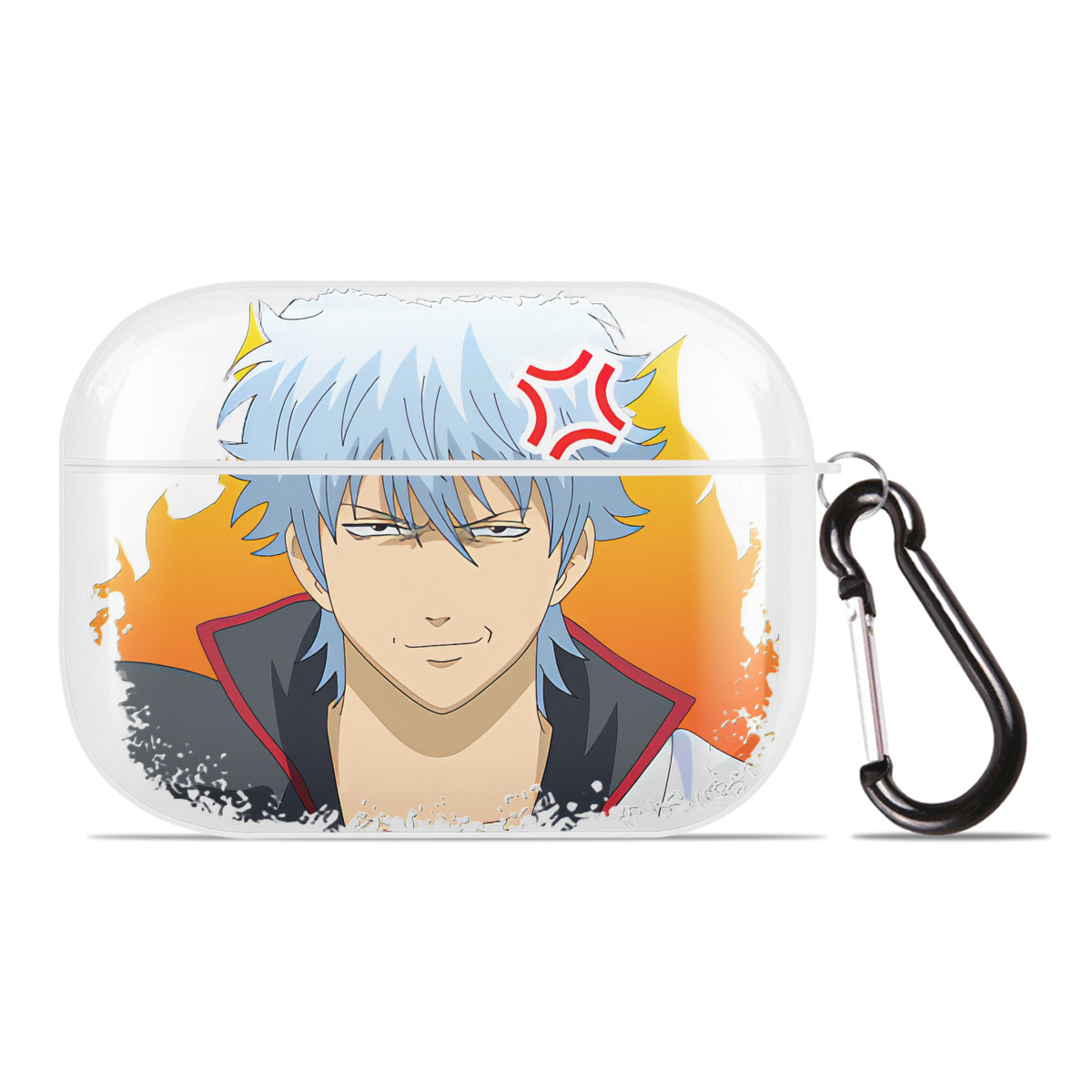 （画像用） ぎんたま 坂田銀時（さかたぎんとき） 神楽 志村新八（しむら しんぱち） GINTAMA Sakata Gintoki Kagura Shimura Shinpachi 【AirPods Pro用】ハードシェル保護ケース 耐衝撃・防指紋・カラビナ付き商品仕様