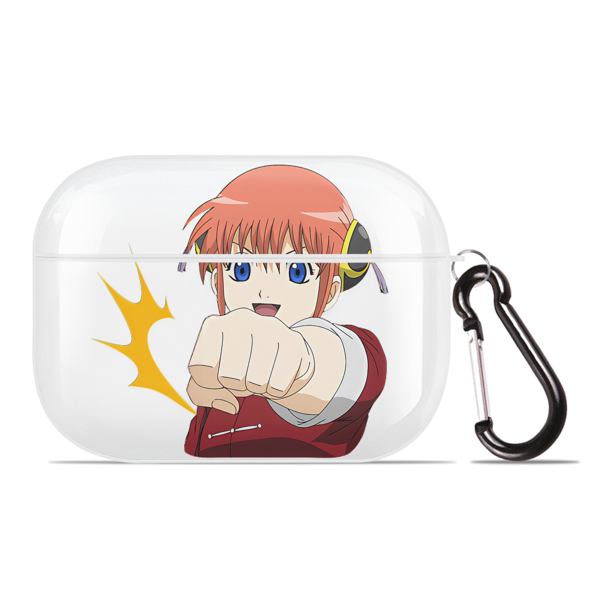 （画像用） ぎんたま 坂田銀時（さかたぎんとき） 神楽 志村新八（しむら しんぱち） GINTAMA Sakata Gintoki Kagura Shimura Shinpachi 【AirPods Pro用】ハードシェル保護ケース 耐衝撃・防指紋・カラビナ付き商品仕様