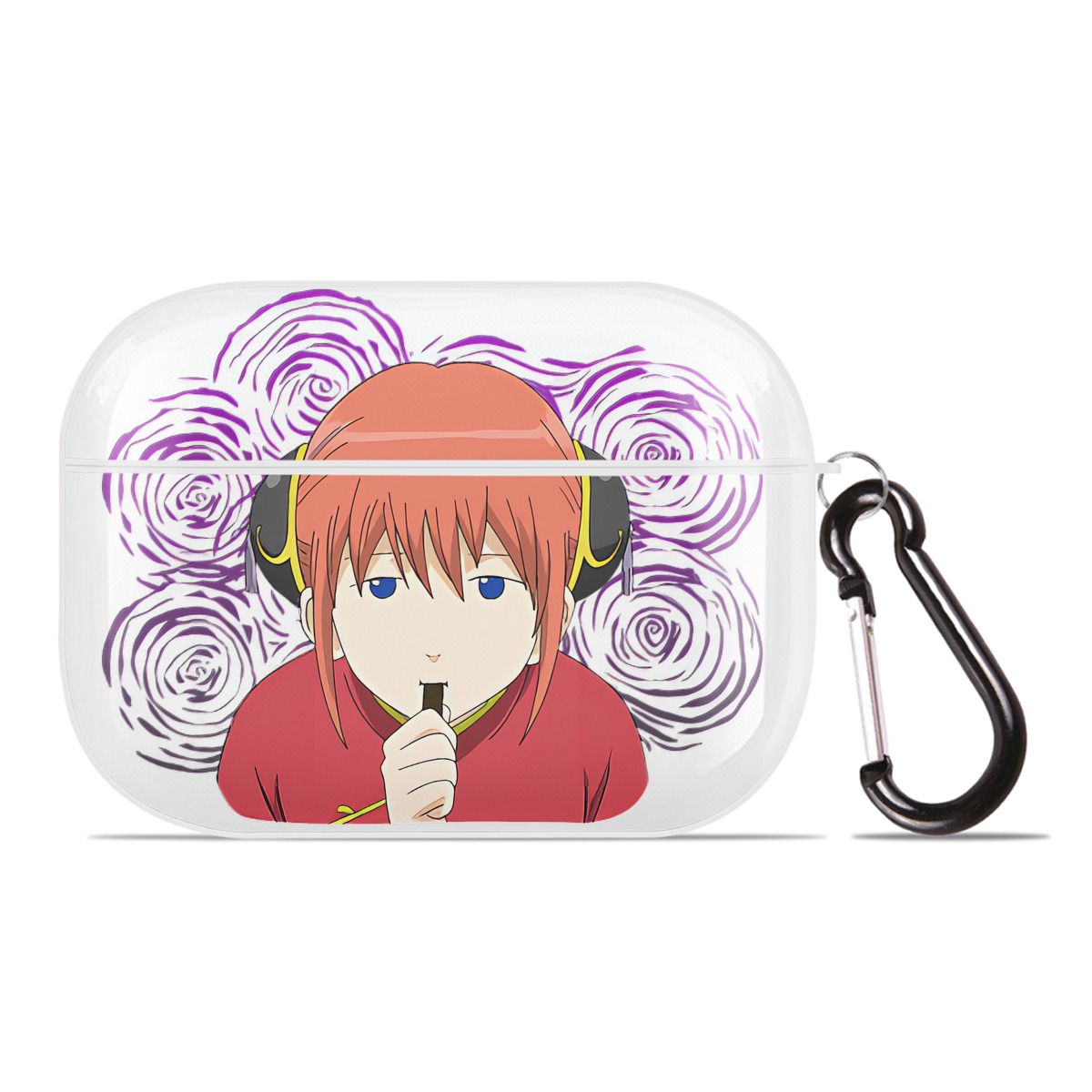 （画像用） ぎんたま 坂田銀時（さかたぎんとき） 神楽 志村新八（しむら しんぱち） GINTAMA Sakata Gintoki Kagura Shimura Shinpachi 【AirPods Pro用】ハードシェル保護ケース 耐衝撃・防指紋・カラビナ付き商品仕様