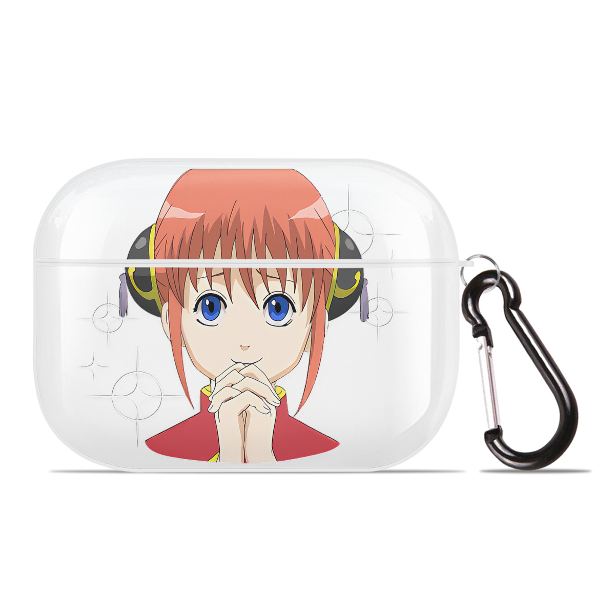 （画像用） ぎんたま 坂田銀時（さかたぎんとき） 神楽 志村新八（しむら しんぱち） GINTAMA Sakata Gintoki Kagura Shimura Shinpachi 【AirPods Pro用】ハードシェル保護ケース 耐衝撃・防指紋・カラビナ付き商品仕様