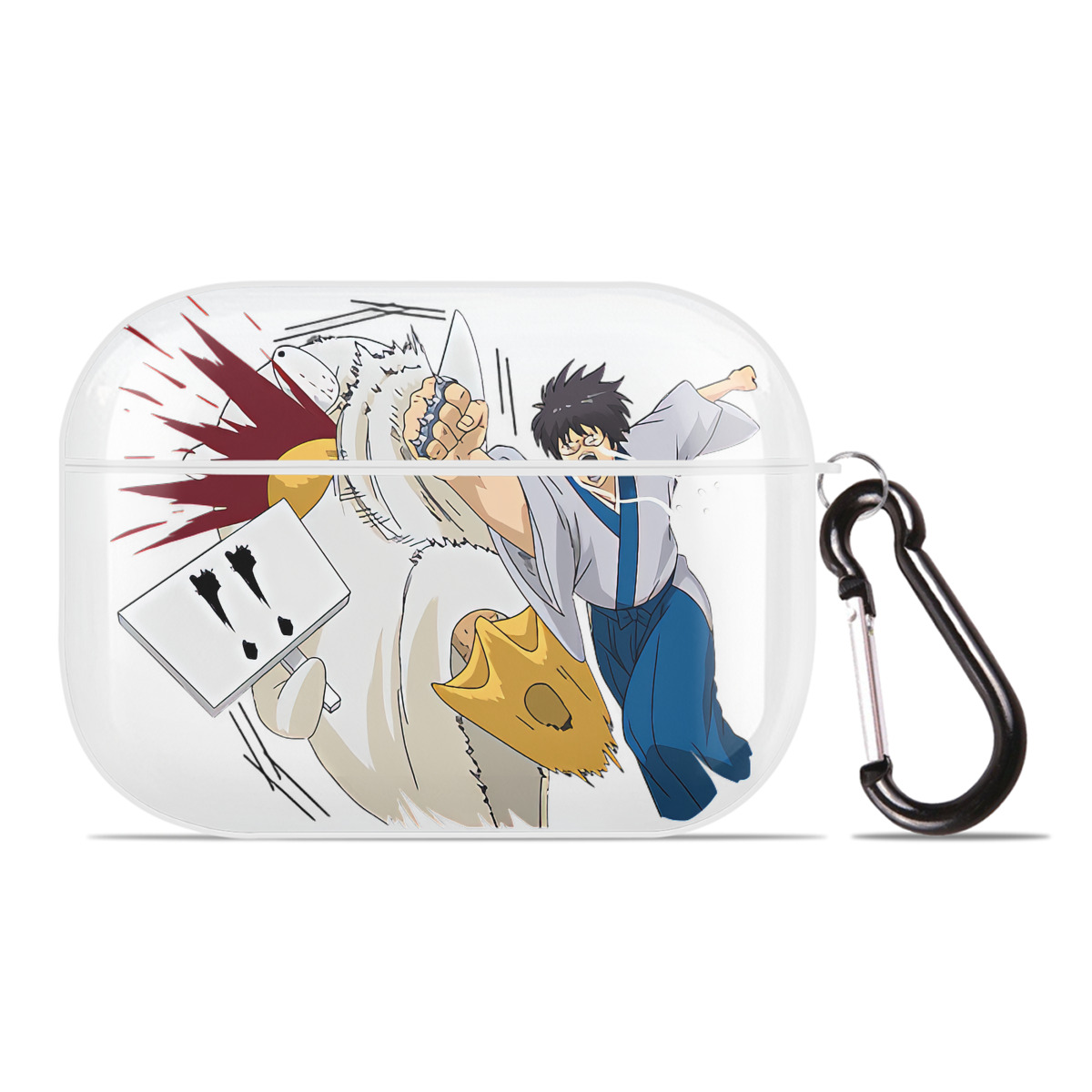 （画像用） ぎんたま 坂田銀時（さかたぎんとき） 神楽 志村新八（しむら しんぱち） GINTAMA Sakata Gintoki Kagura Shimura Shinpachi 【AirPods Pro用】ハードシェル保護ケース 耐衝撃・防指紋・カラビナ付き商品仕様