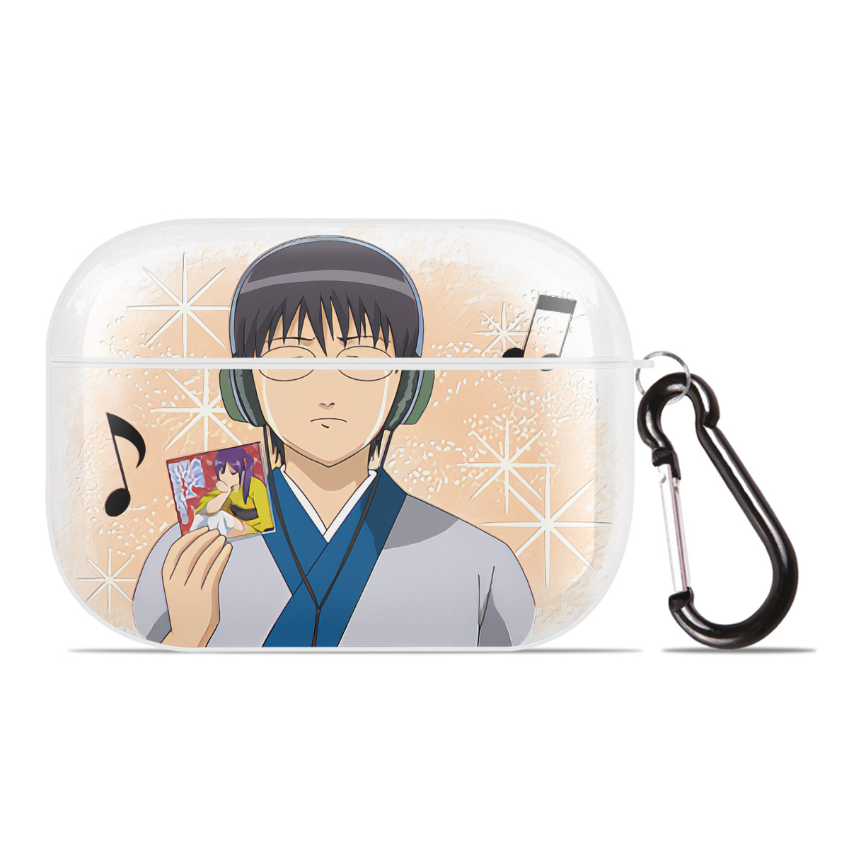 （画像用） ぎんたま 坂田銀時（さかたぎんとき） 神楽 志村新八（しむら しんぱち） GINTAMA Sakata Gintoki Kagura Shimura Shinpachi 【AirPods Pro用】ハードシェル保護ケース 耐衝撃・防指紋・カラビナ付き商品仕様