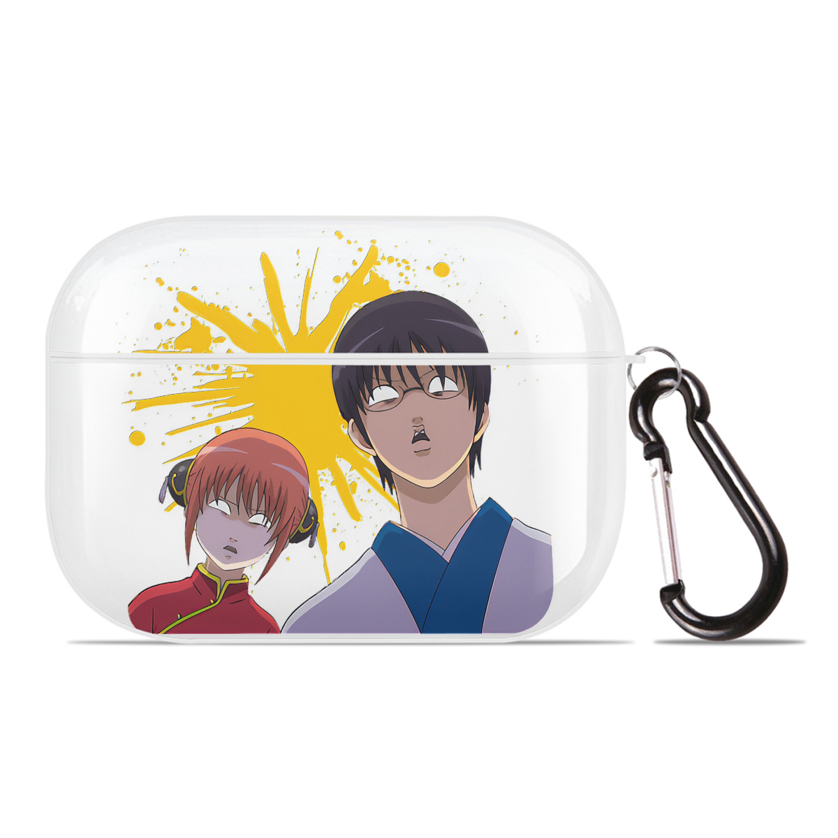 （画像用） ぎんたま 坂田銀時（さかたぎんとき） 神楽 志村新八（しむら しんぱち） GINTAMA Sakata Gintoki Kagura Shimura Shinpachi 【AirPods Pro用】ハードシェル保護ケース 耐衝撃・防指紋・カラビナ付き商品仕様