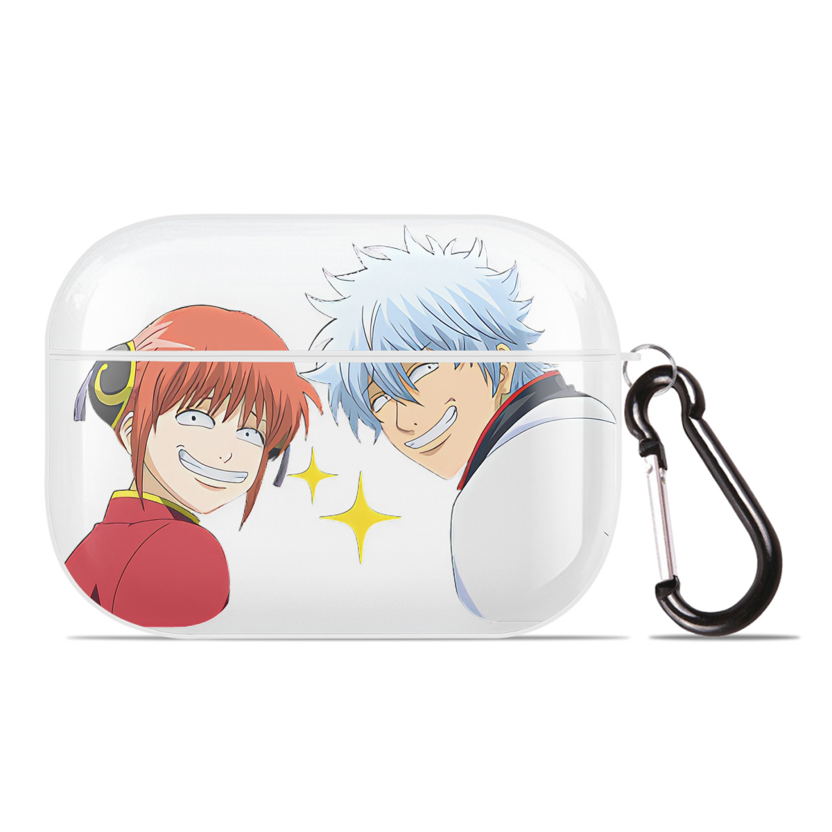 （画像用） ぎんたま 坂田銀時（さかたぎんとき） 神楽 志村新八（しむら しんぱち） GINTAMA Sakata Gintoki Kagura Shimura Shinpachi 【AirPods Pro用】ハードシェル保護ケース 耐衝撃・防指紋・カラビナ付き商品仕様