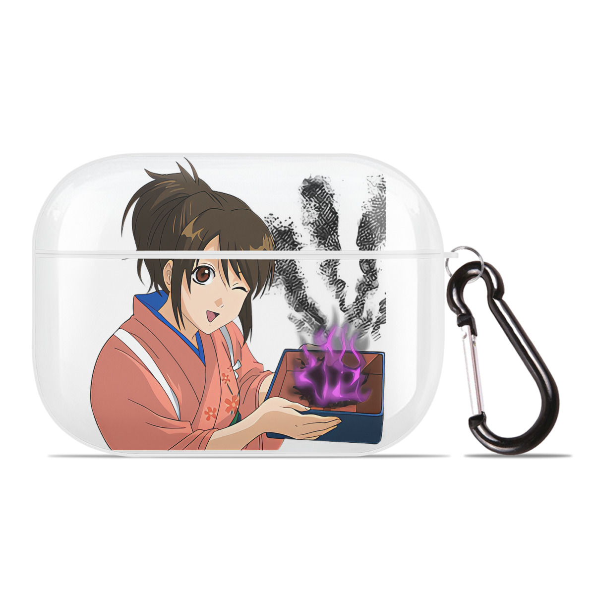 （画像用） ぎんたま 坂田銀時（さかたぎんとき） 神楽 志村新八（しむら しんぱち） GINTAMA Sakata Gintoki Kagura Shimura Shinpachi 【AirPods Pro用】ハードシェル保護ケース 耐衝撃・防指紋・カラビナ付き商品仕様