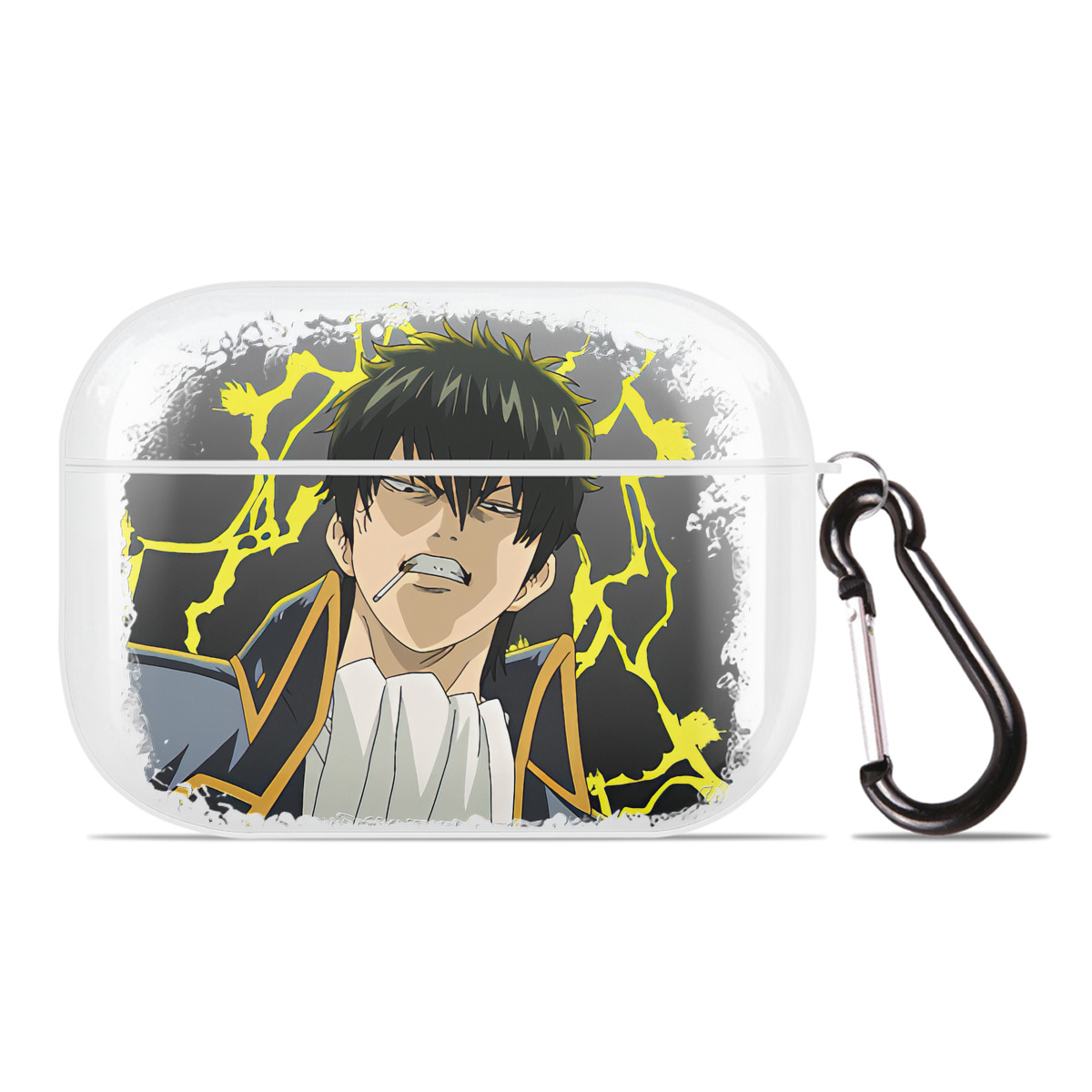 （画像用） ぎんたま 坂田銀時（さかたぎんとき） 神楽 志村新八（しむら しんぱち） GINTAMA Sakata Gintoki Kagura Shimura Shinpachi 【AirPods Pro用】ハードシェル保護ケース 耐衝撃・防指紋・カラビナ付き商品仕様
