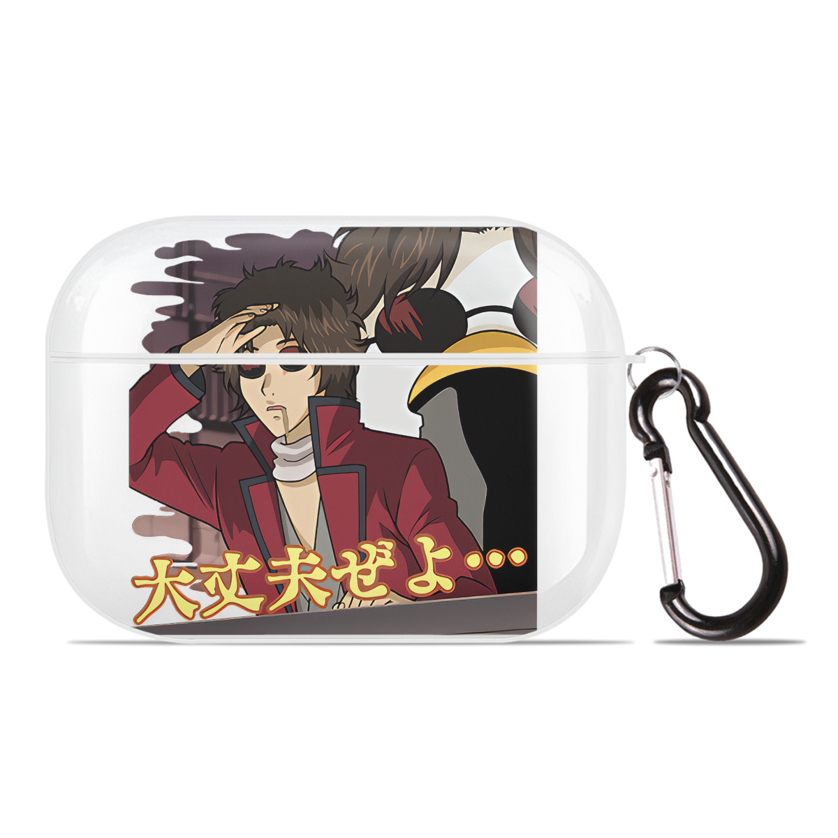（画像用） ぎんたま 坂田銀時（さかたぎんとき） 神楽 志村新八（しむら しんぱち） GINTAMA Sakata Gintoki Kagura Shimura Shinpachi 【AirPods Pro用】ハードシェル保護ケース 耐衝撃・防指紋・カラビナ付き商品仕様