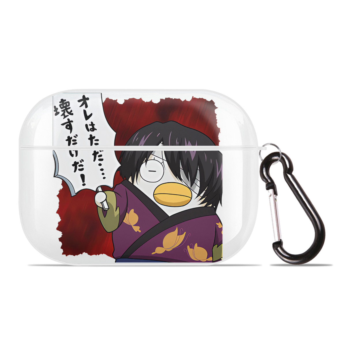 （画像用） ぎんたま 坂田銀時（さかたぎんとき） 神楽 志村新八（しむら しんぱち） GINTAMA Sakata Gintoki Kagura Shimura Shinpachi 【AirPods Pro用】ハードシェル保護ケース 耐衝撃・防指紋・カラビナ付き商品仕様