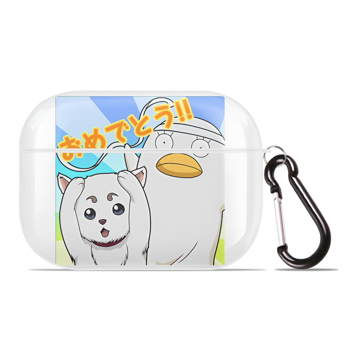 （画像用） ぎんたま 坂田銀時（さかたぎんとき） 神楽 志村新八（しむら しんぱち） GINTAMA Sakata Gintoki Kagura Shimura Shinpachi 【AirPods Pro用】ハードシェル保護ケース 耐衝撃・防指紋・カラビナ付き商品仕様