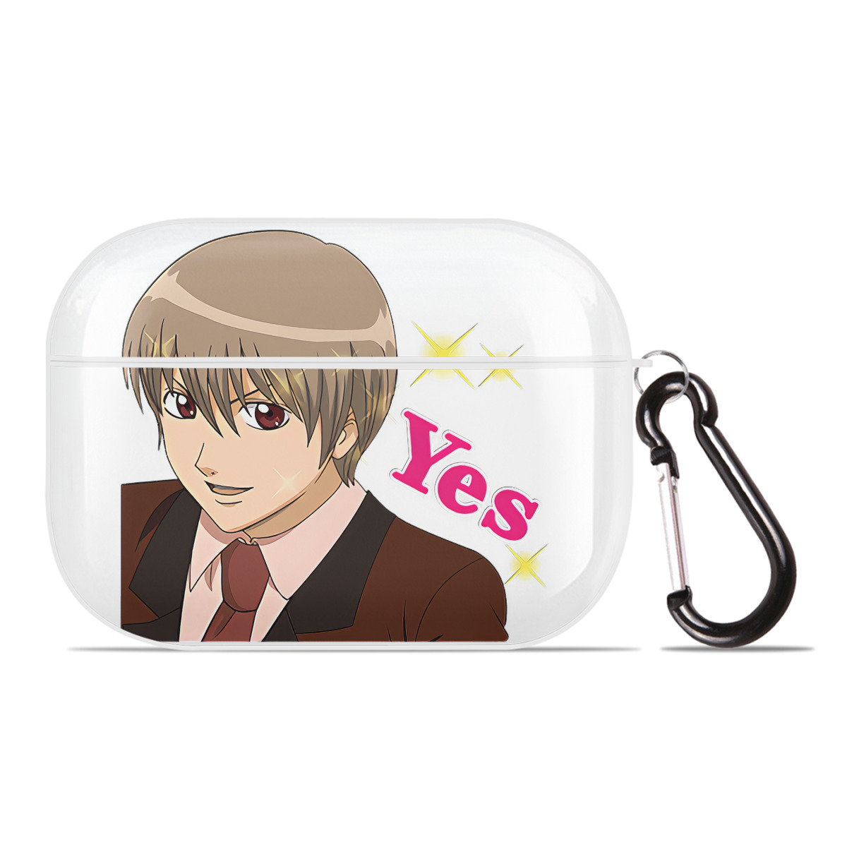 （画像用） ぎんたま 坂田銀時（さかたぎんとき） 神楽 志村新八（しむら しんぱち） GINTAMA Sakata Gintoki Kagura Shimura Shinpachi 【AirPods Pro用】ハードシェル保護ケース 耐衝撃・防指紋・カラビナ付き商品仕様