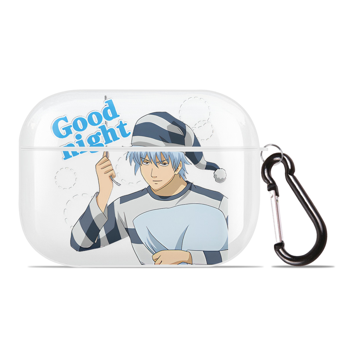 （画像用） ぎんたま 坂田銀時（さかたぎんとき） 神楽 志村新八（しむら しんぱち） GINTAMA Sakata Gintoki Kagura Shimura Shinpachi 【AirPods Pro用】ハードシェル保護ケース 耐衝撃・防指紋・カラビナ付き商品仕様