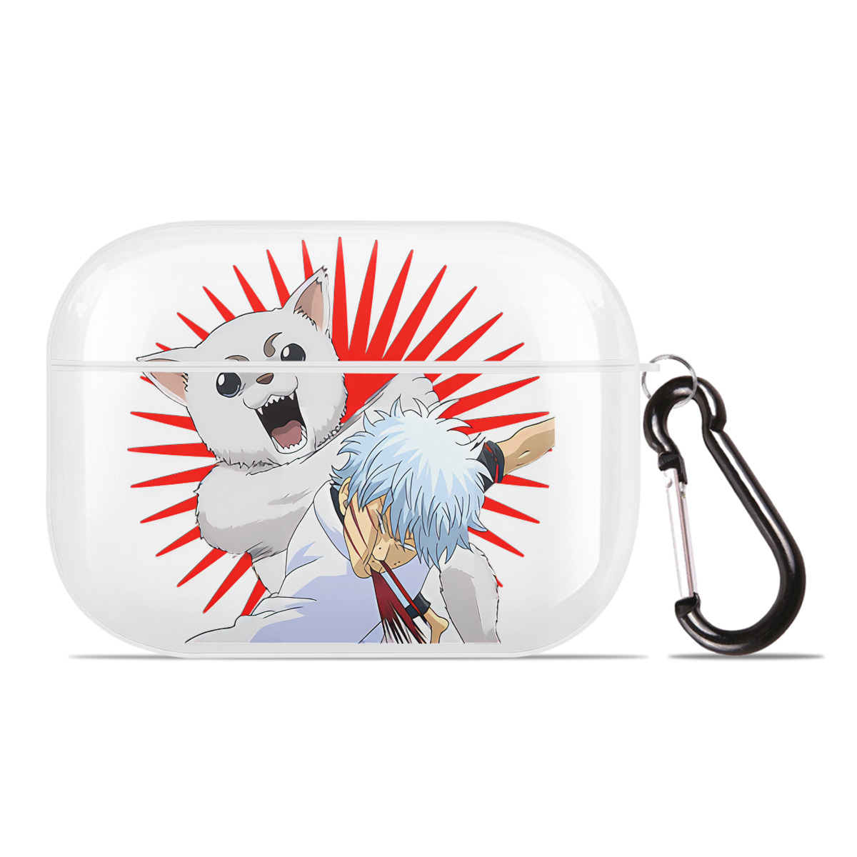 （画像用） ぎんたま 坂田銀時（さかたぎんとき） 神楽 志村新八（しむら しんぱち） GINTAMA Sakata Gintoki Kagura Shimura Shinpachi 【AirPods Pro用】ハードシェル保護ケース 耐衝撃・防指紋・カラビナ付き商品仕様