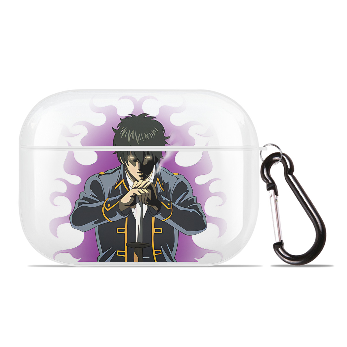 （画像用） ぎんたま 坂田銀時（さかたぎんとき） 神楽 志村新八（しむら しんぱち） GINTAMA Sakata Gintoki Kagura Shimura Shinpachi 【AirPods Pro用】ハードシェル保護ケース 耐衝撃・防指紋・カラビナ付き商品仕様